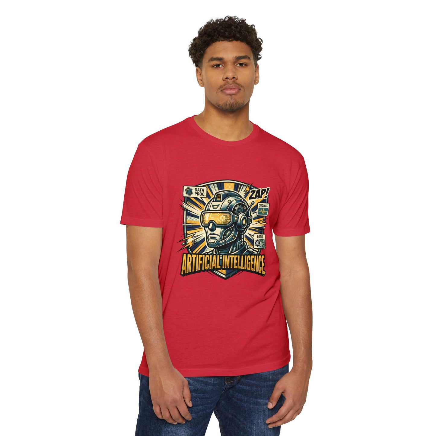 AI Robotics Graphic T-Shirt — "Artificial Intelligence" Retro Helmet Design