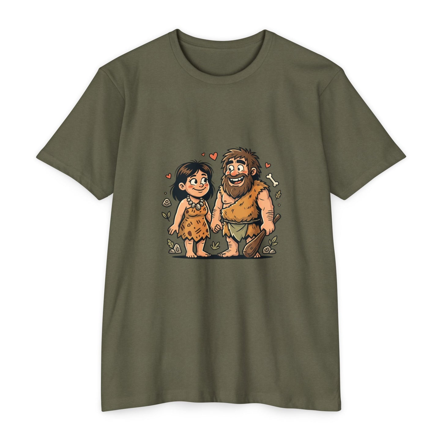 Caveman Couple Cartoon T-Shirt — Cute Prehistoric Love Graphic Tee