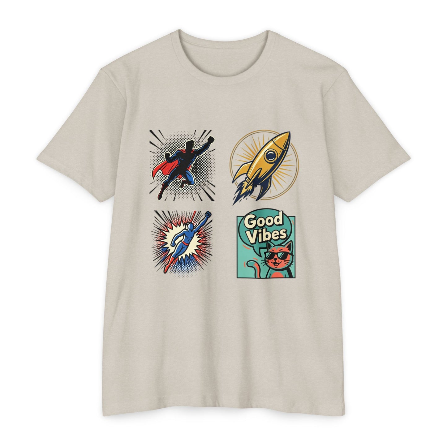 Good Vibes Rocket Retro Comic Patch T-Shirt