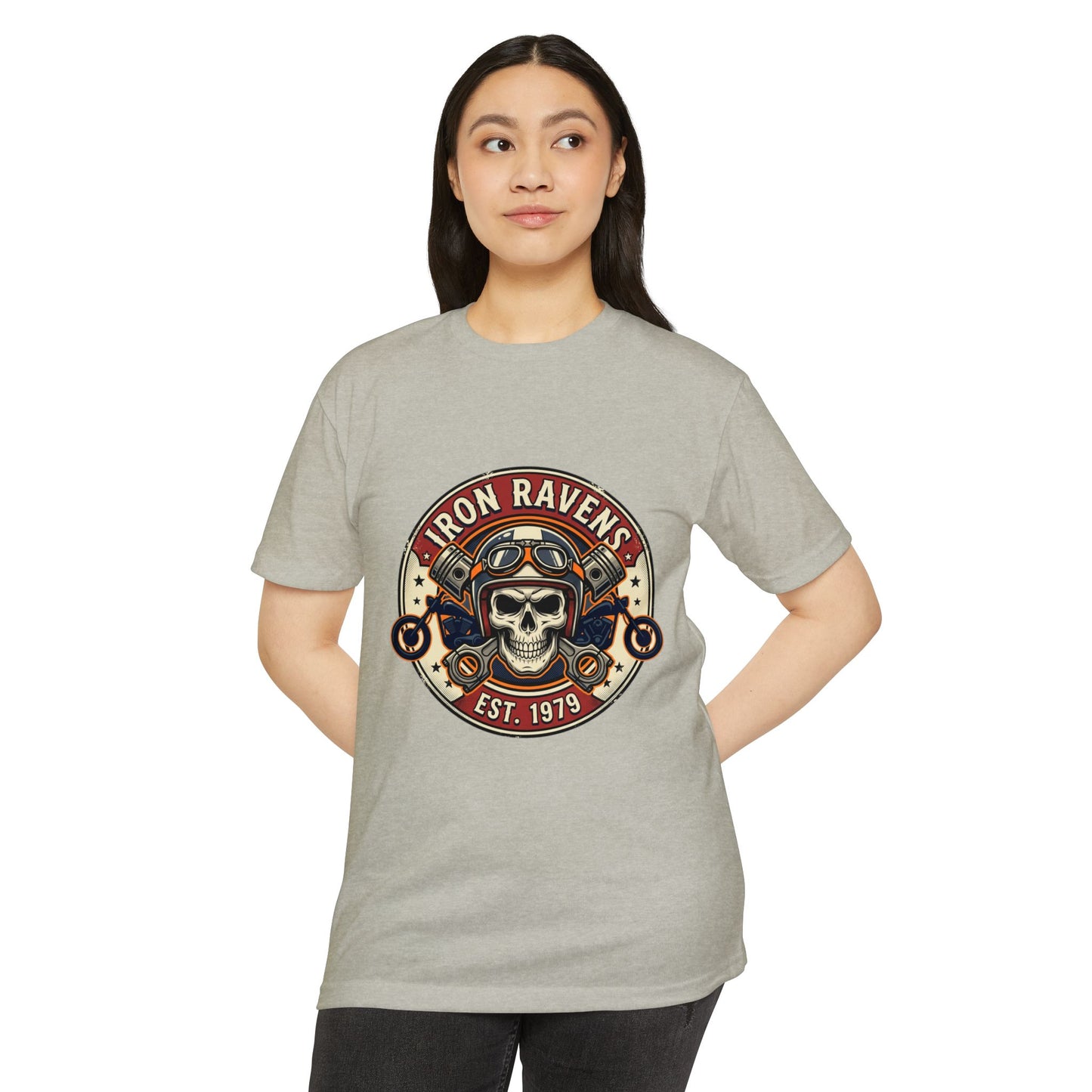 Iron Ravens Skull Motorcycle T-Shirt — Vintage Biker Graphic Tee (Est. 1979)