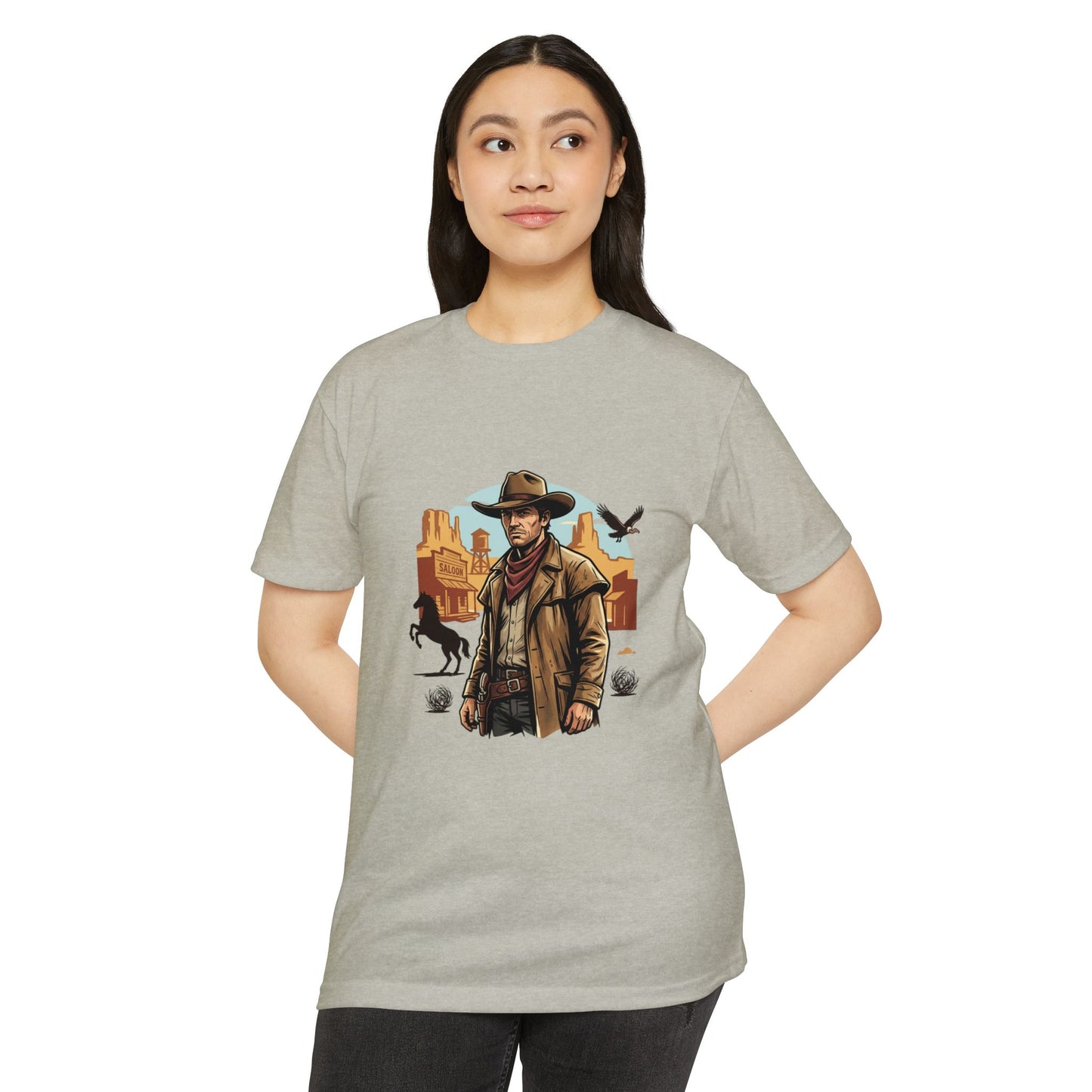 Western Cowboy Graphic T-Shirt — Desert Outlaw Illustration