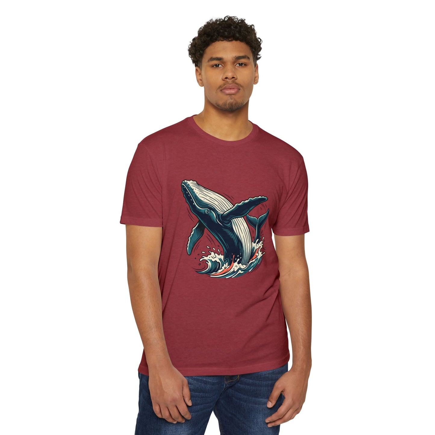 Whale Wave Graphic T-Shirt — Ocean Humpback Illustration Tee