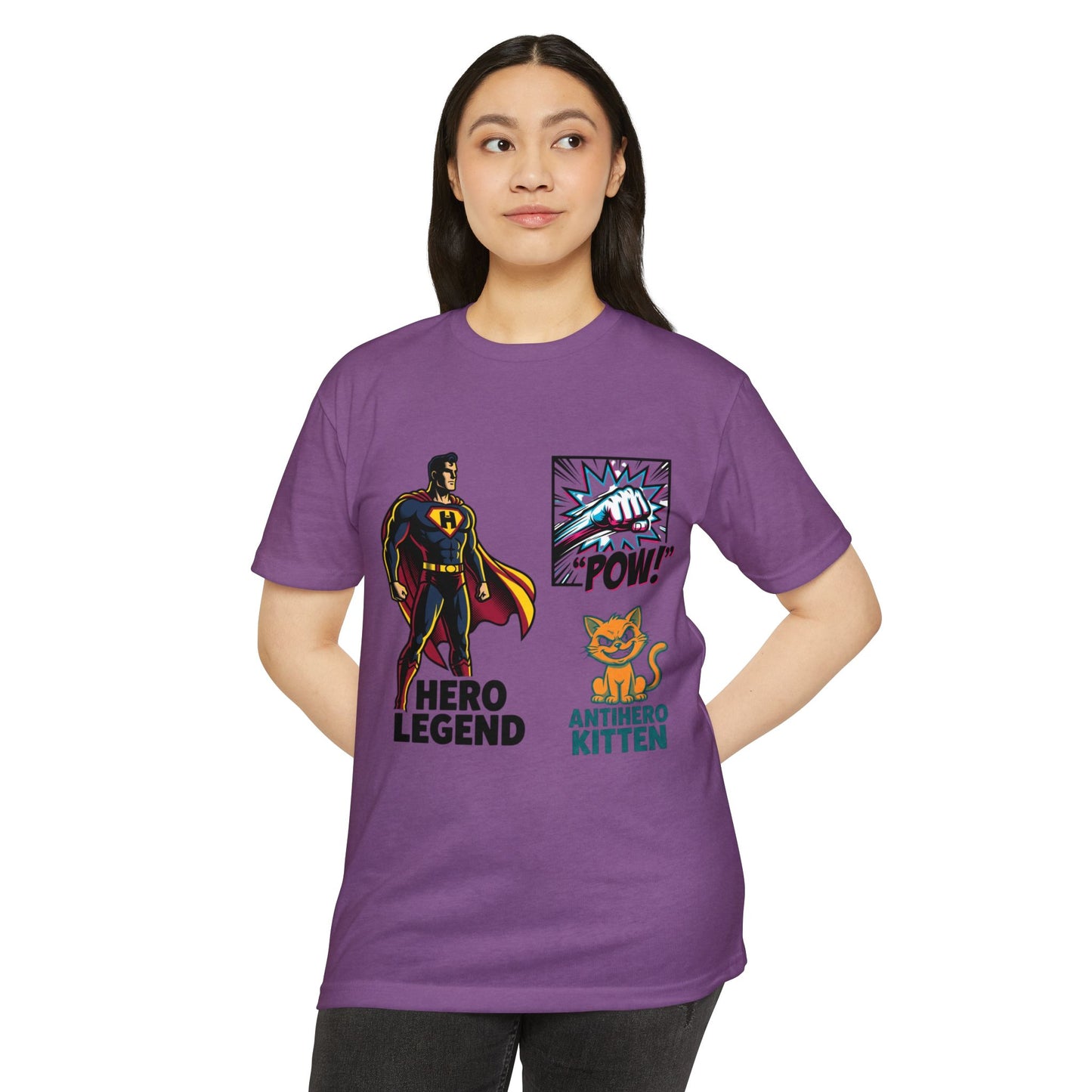 Hero Legend vs Antihero Kitten T-Shirt — Funny Comic Superhero Tee