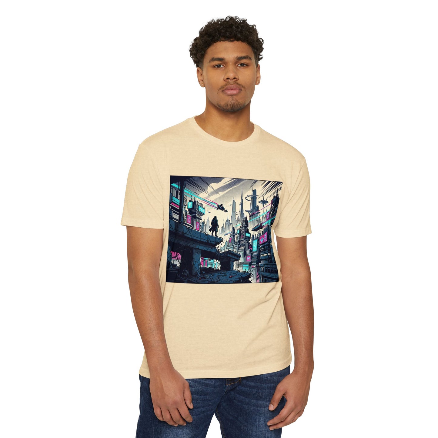 Cyberpunk Cityscape T-Shirt — Neon Futuristic Streetwear