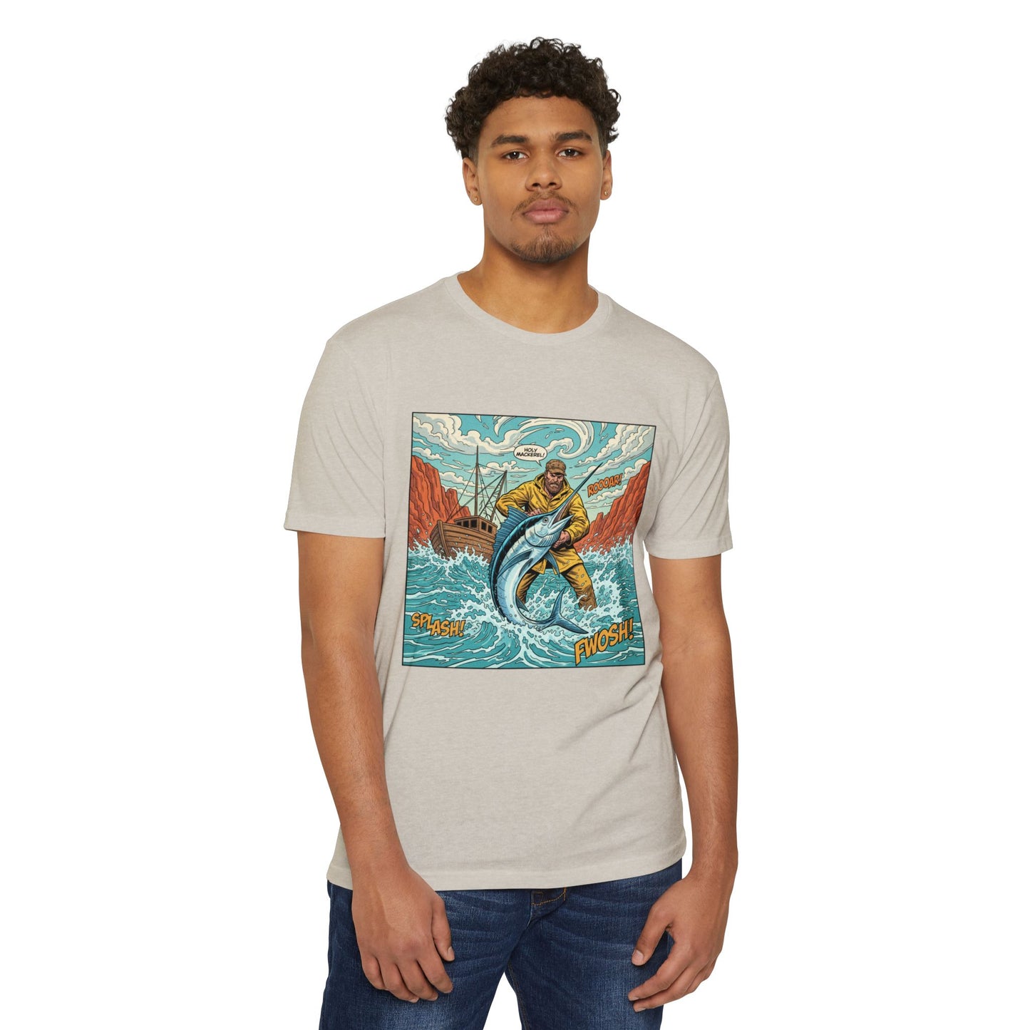 Retro Fisherman 'FWOSH' Fishing Graphic T-Shirt