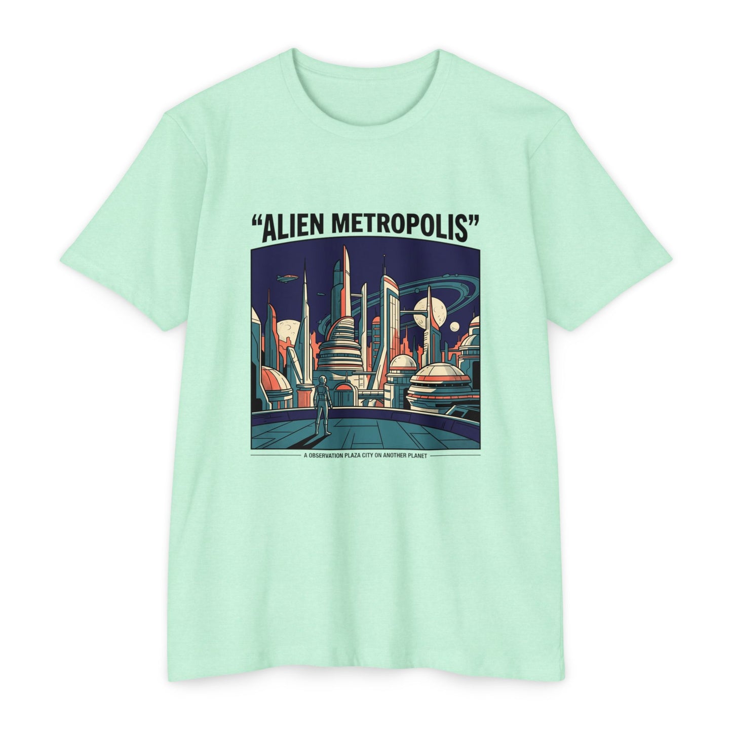 Alien Metropolis Retro Futuristic Sci‑Fi City T-Shirt
