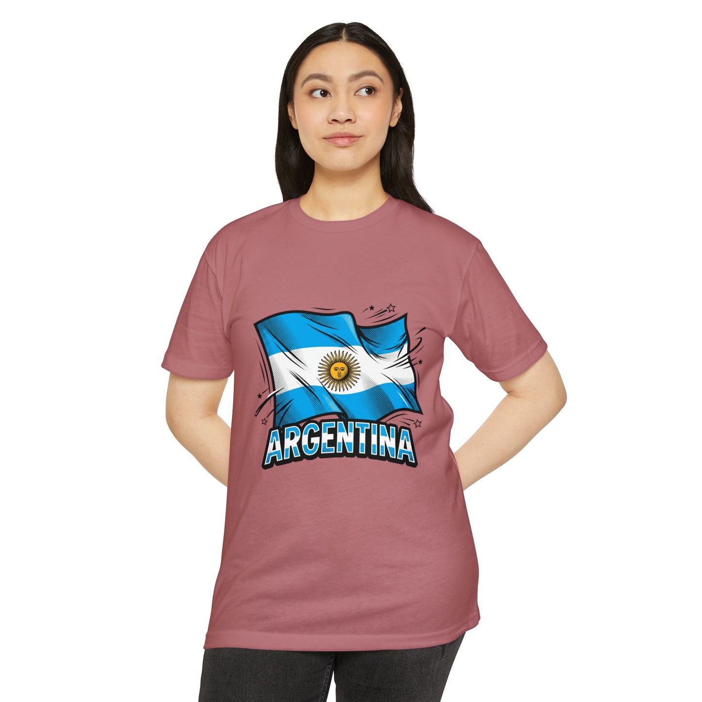 Argentina Flag Waving Graphic T-Shirt