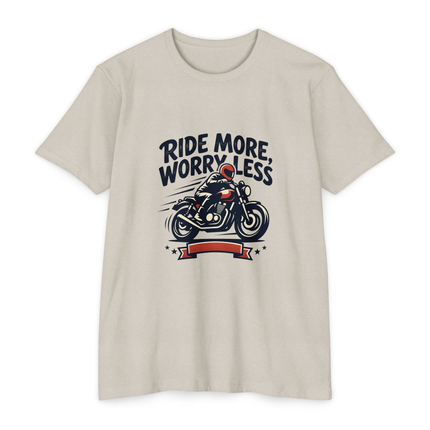 Ride More Worry Less Motorcycle T-Shirt — Biker Tee for Riders & Enthusiasts