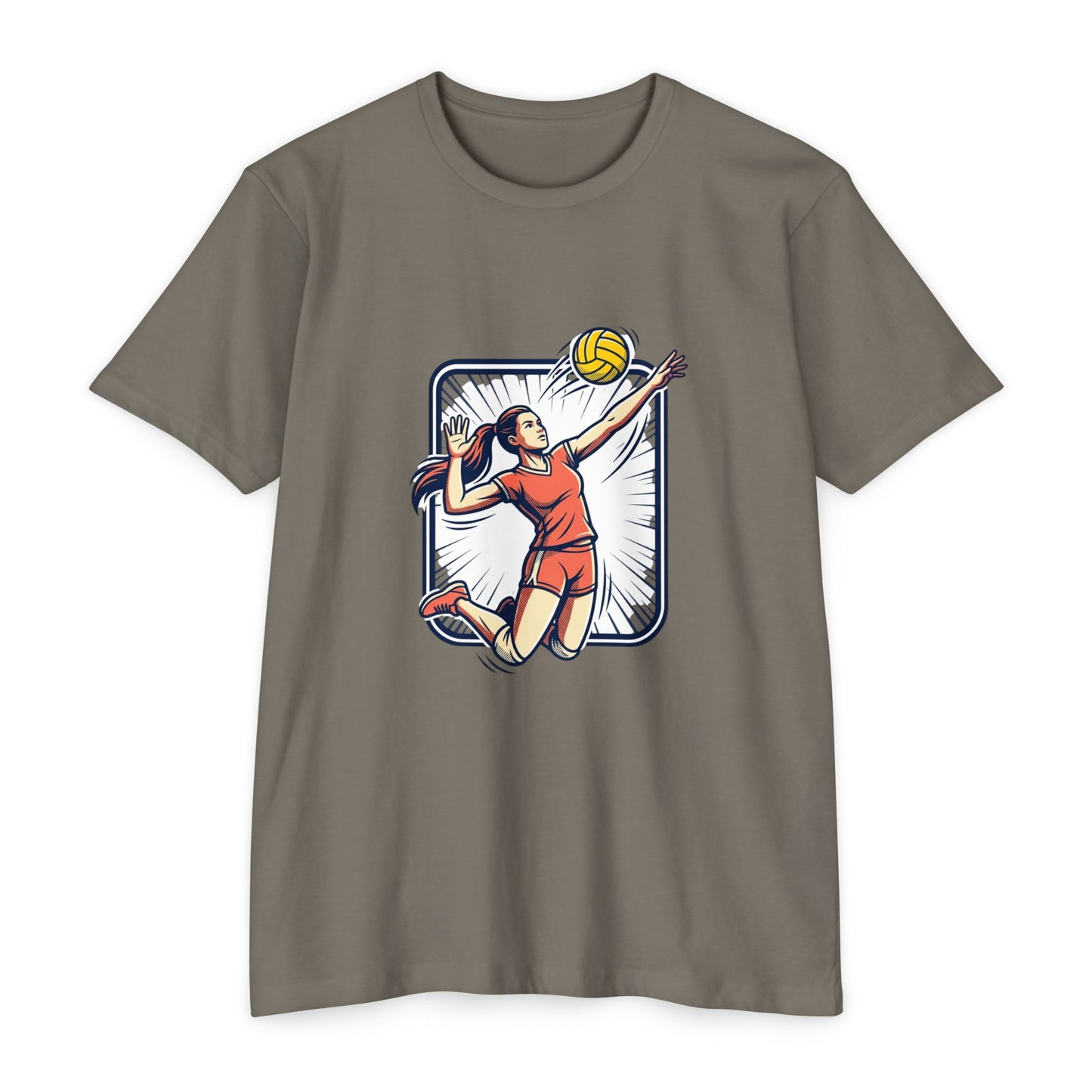 Volleyball Spike Graphic T-Shirt — Female Player Action Tee
