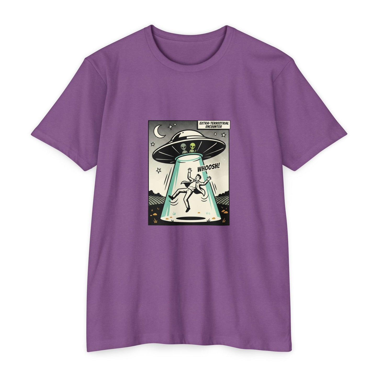 Alien Abduction Graphic Tee — Retro UFO Comic Design