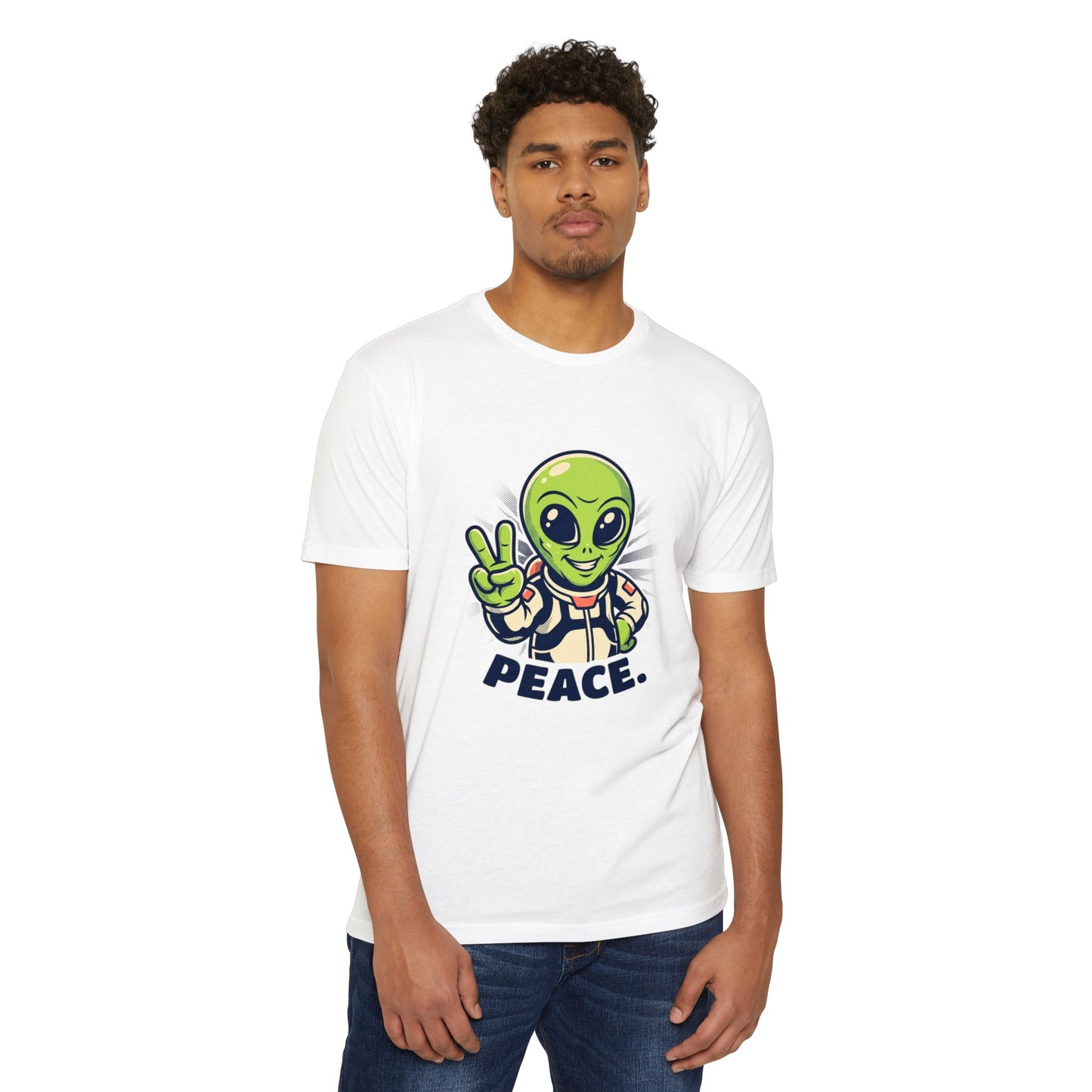 Alien Peace T-Shirt — Cute Green Astronaut Giving Peace Sign