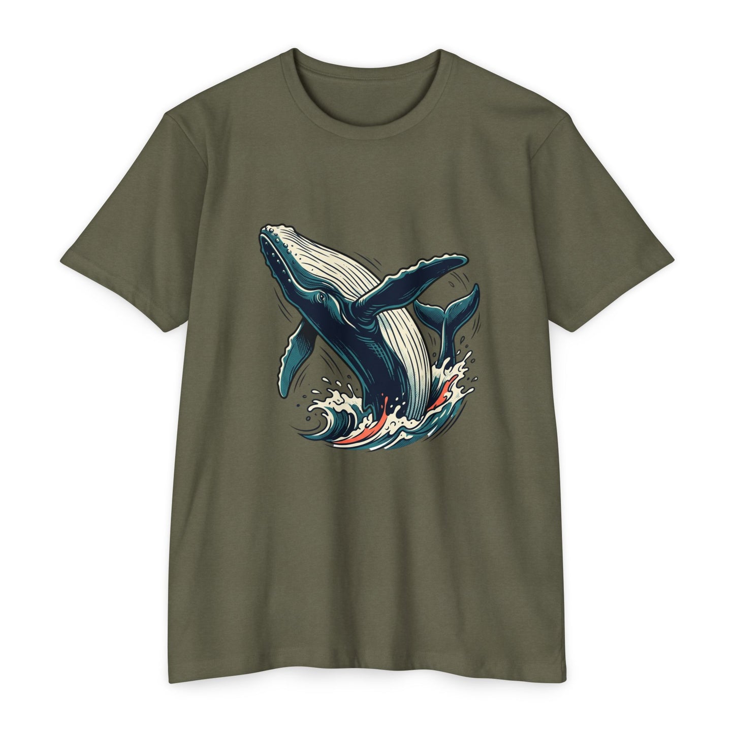 Whale Wave Graphic T-Shirt — Ocean Humpback Illustration Tee