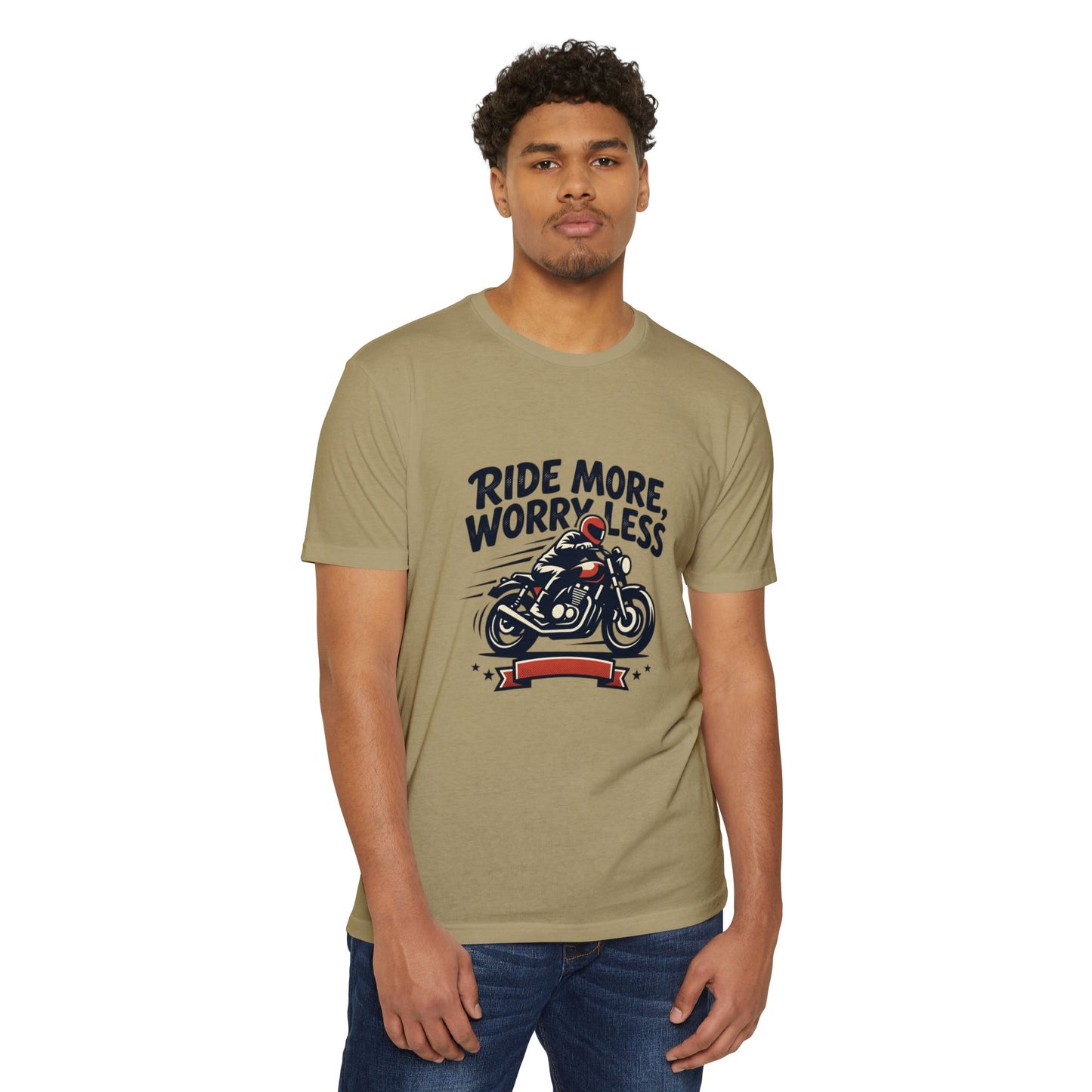 Ride More Worry Less Motorcycle T-Shirt — Biker Tee for Riders & Enthusiasts