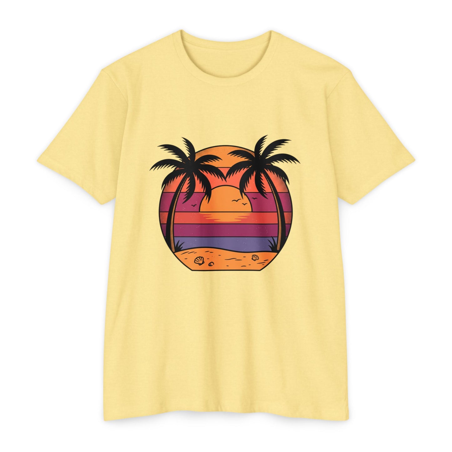 Sunset Palm Beach T-Shirt — Retro Tropical Sunset Graphic