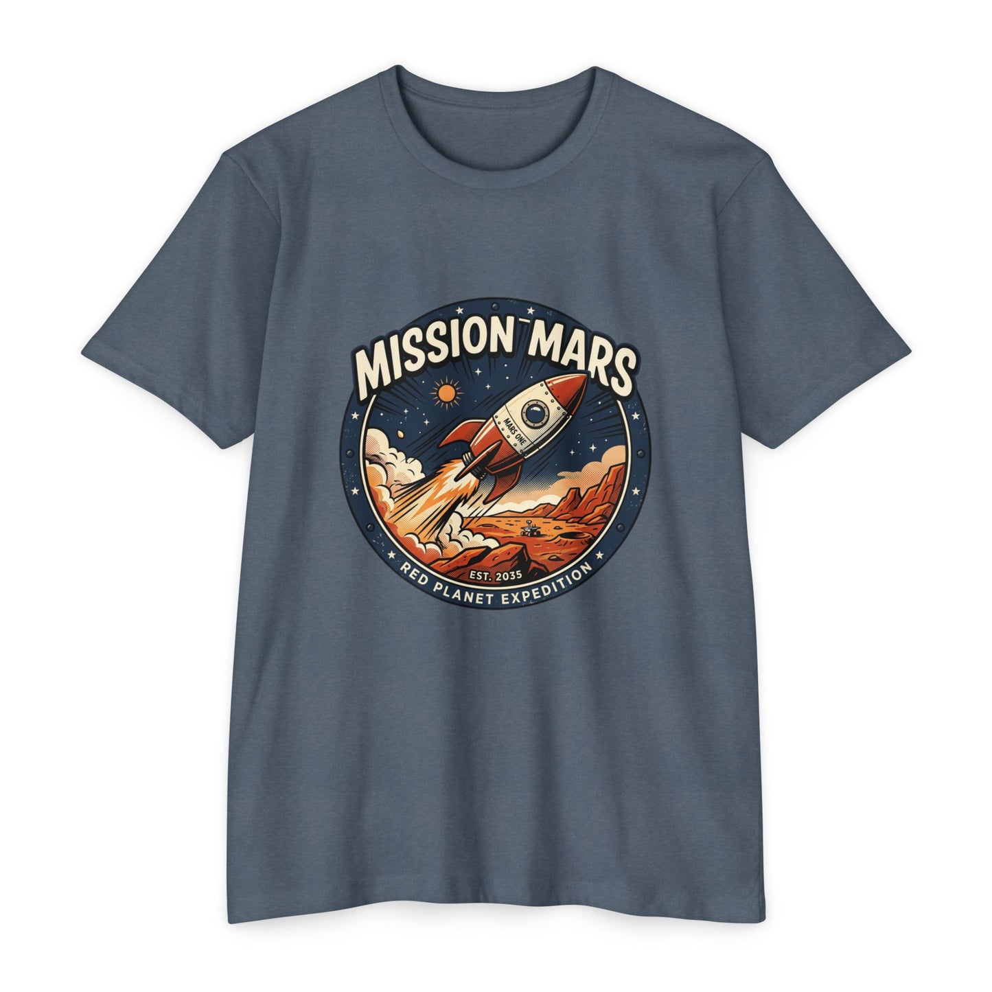 Mission Mars Rocket T‑Shirt — Retro Red Planet Expedition Tee
