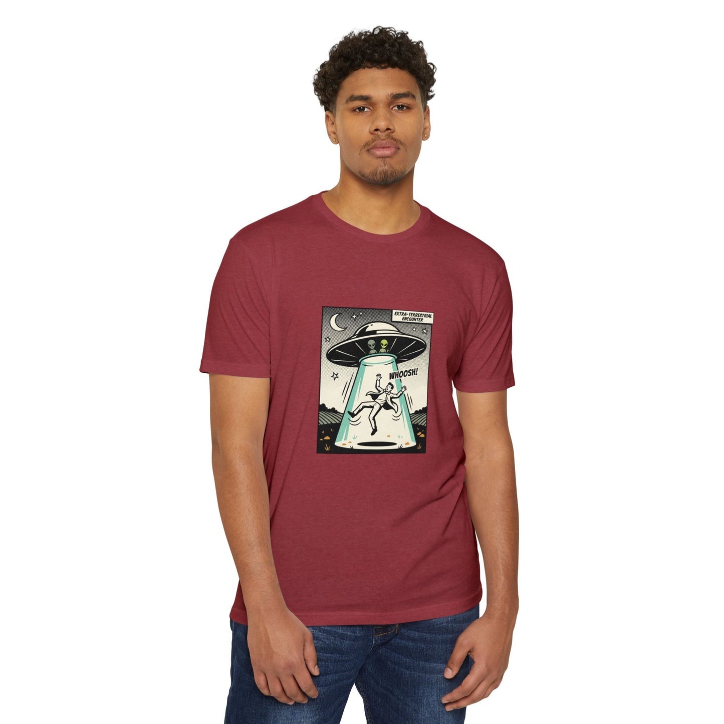 Alien Abduction Graphic Tee — Retro UFO Comic Design