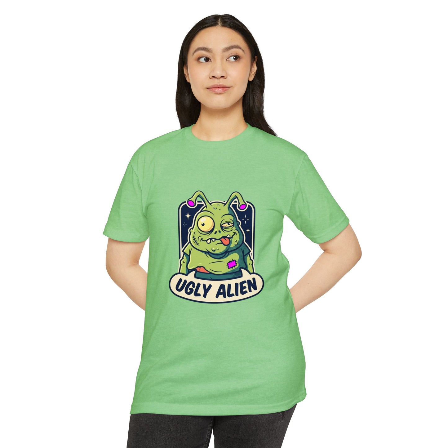 Funny Cute Green Alien T-Shirt — "Ugly Alien" Graphic Tee