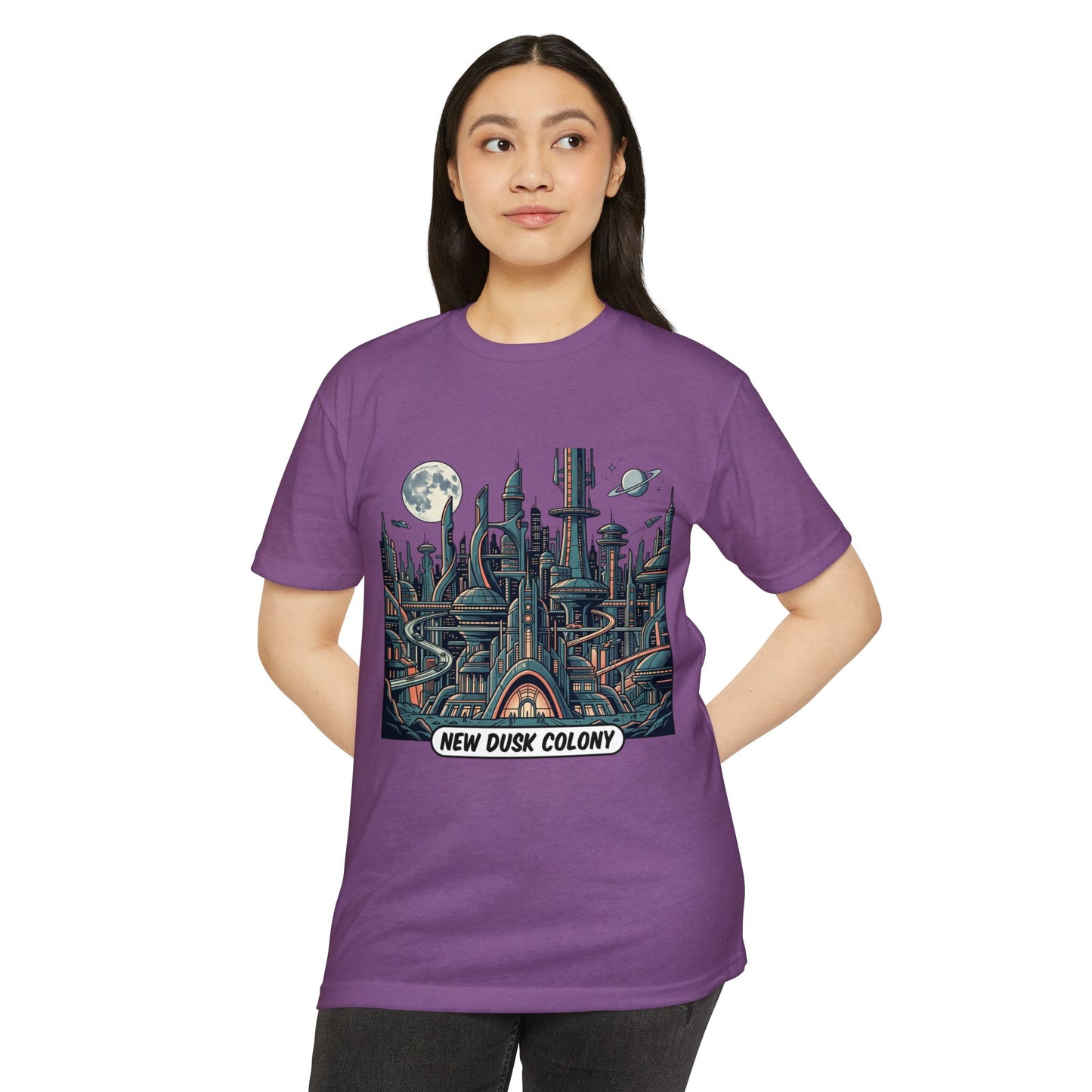 Retro Futuristic Cityscape T-Shirt — New Dusk Colony Tee
