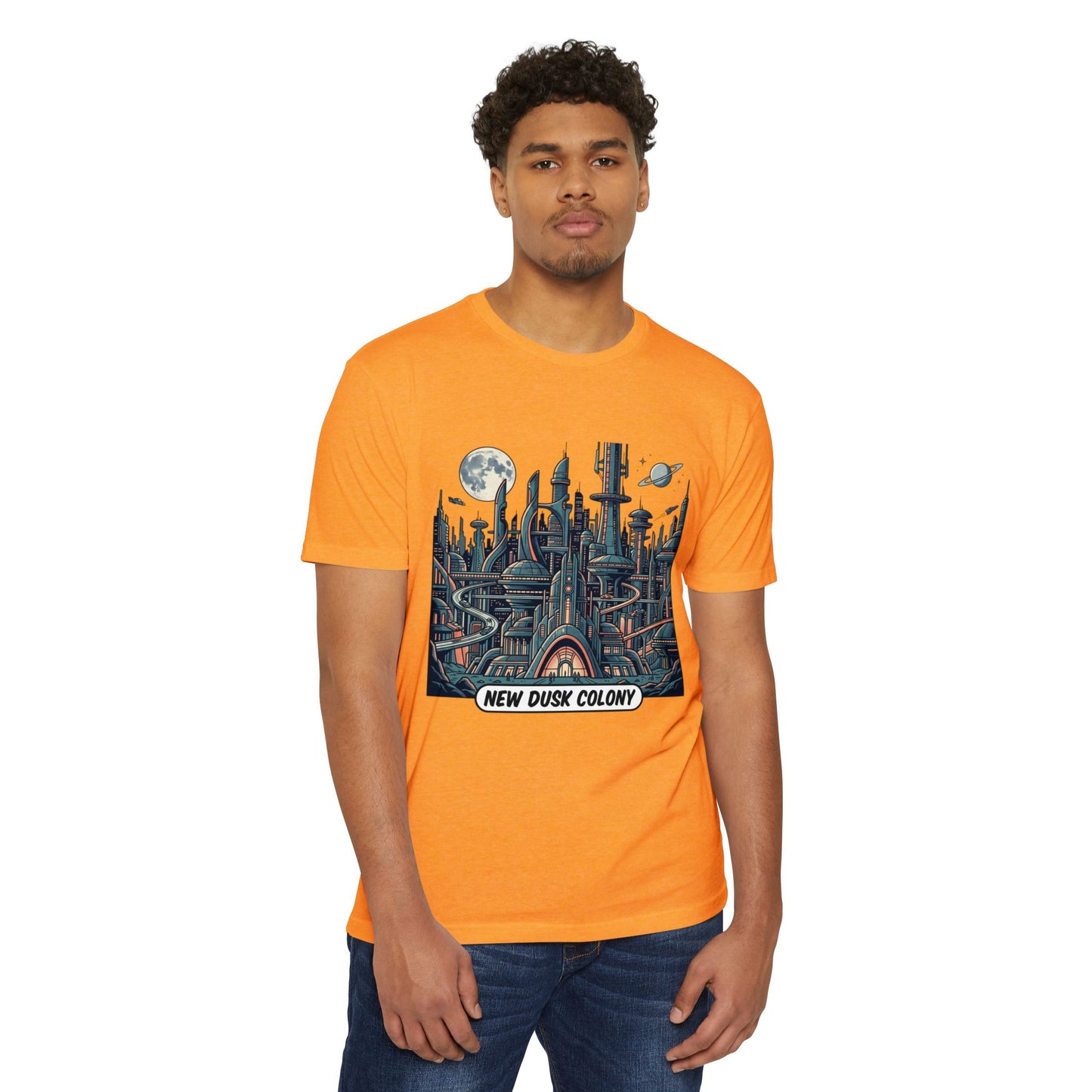 Retro Futuristic Cityscape T-Shirt — New Dusk Colony Tee