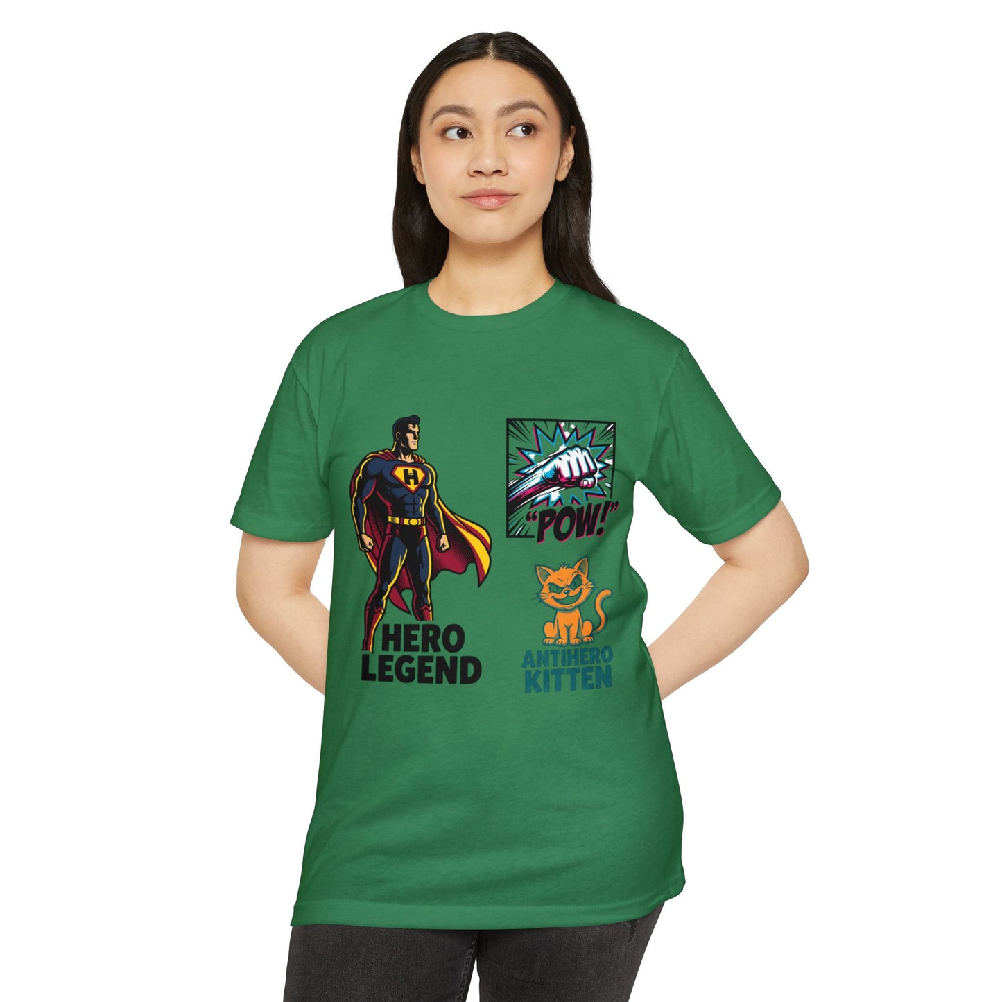 Hero Legend vs Antihero Kitten T-Shirt — Funny Comic Superhero Tee