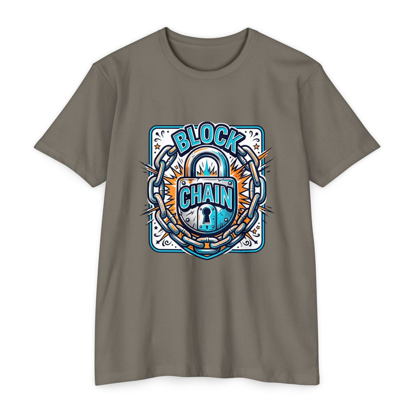 Camiseta Blockchain Shield — Camiseta retro con gráfico de candado y cadena de criptomonedas