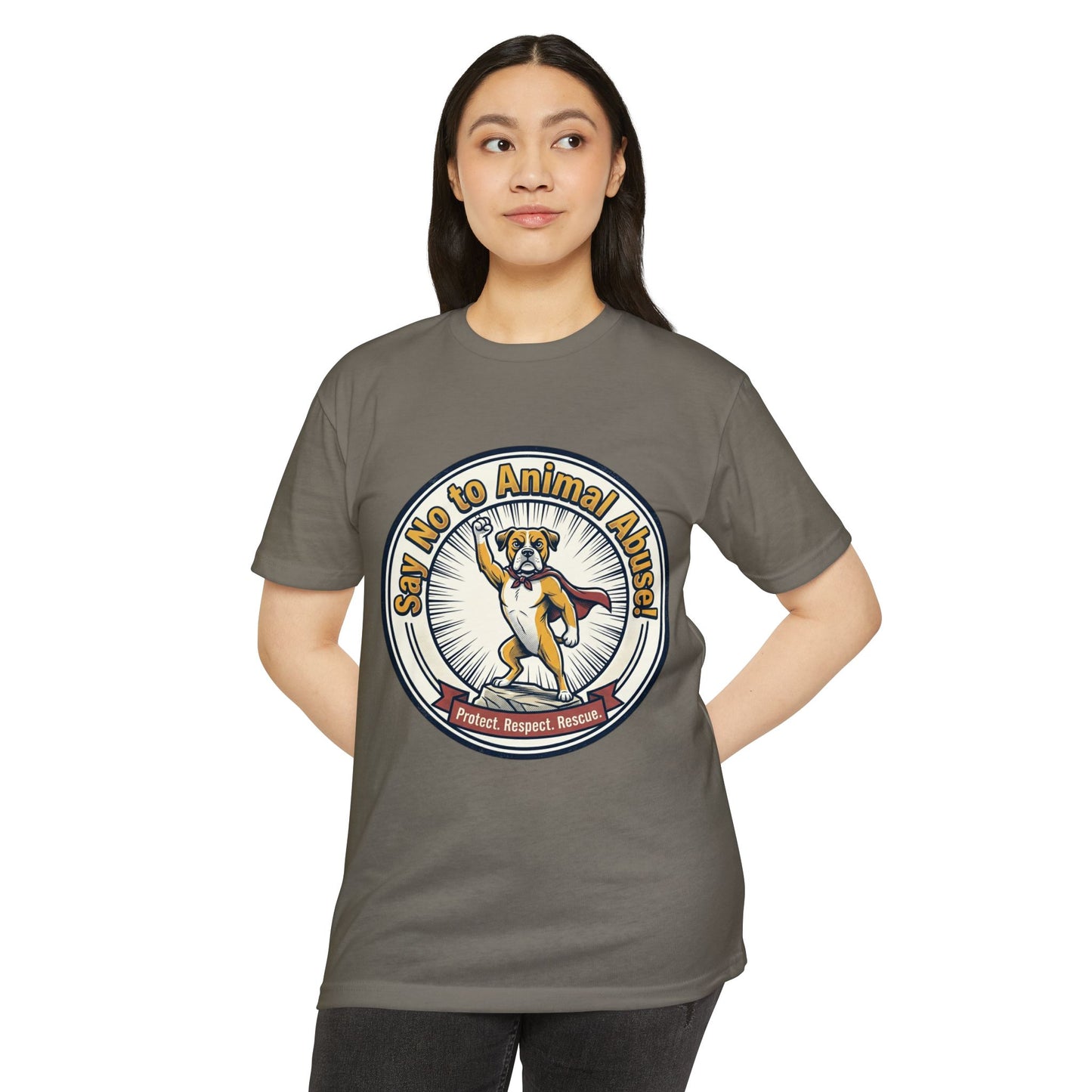 Say No to Animal Abuse T-Shirt – Protect, Respect, Rescue Animal Rights Tee