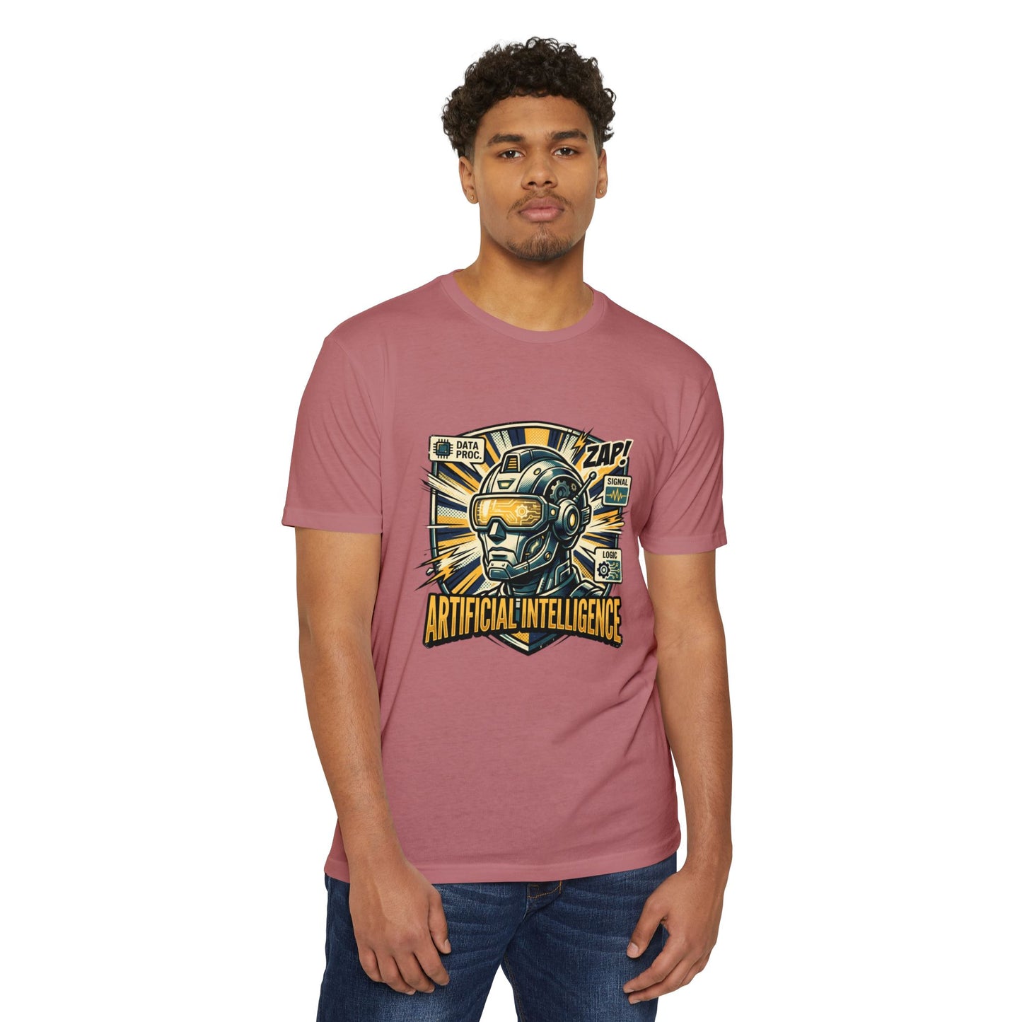 AI Robotics Graphic T-Shirt — "Artificial Intelligence" Retro Helmet Design
