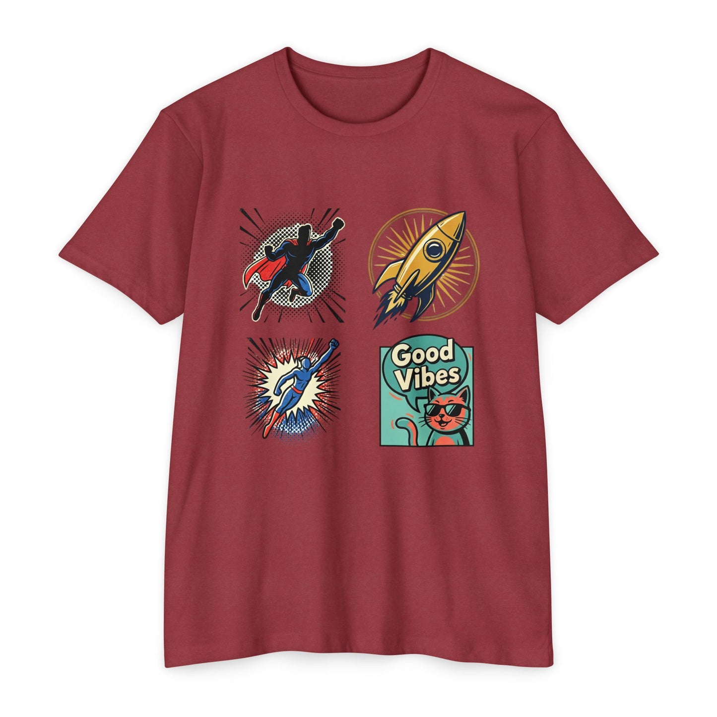Good Vibes Rocket Retro Comic Patch T-Shirt