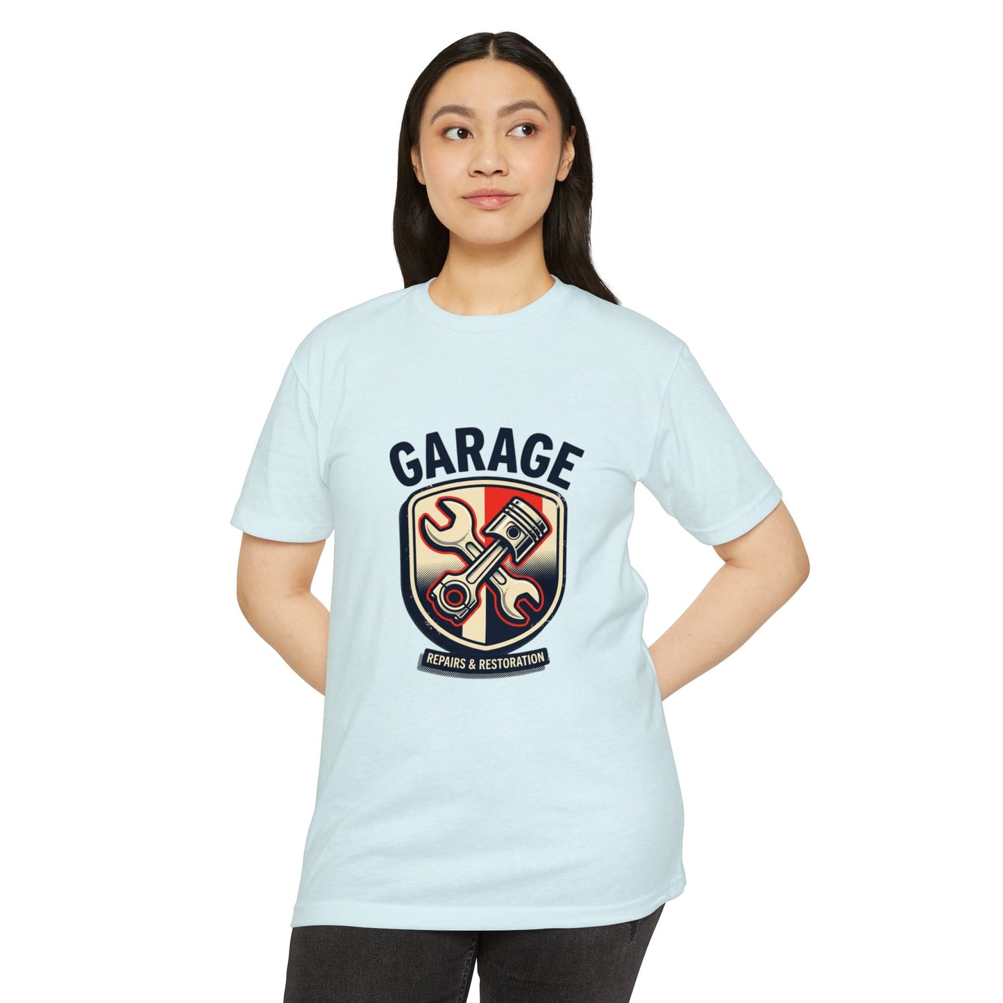 Garage Repairs & Restoration T-Shirt — Mechanic Tools Crest Tee