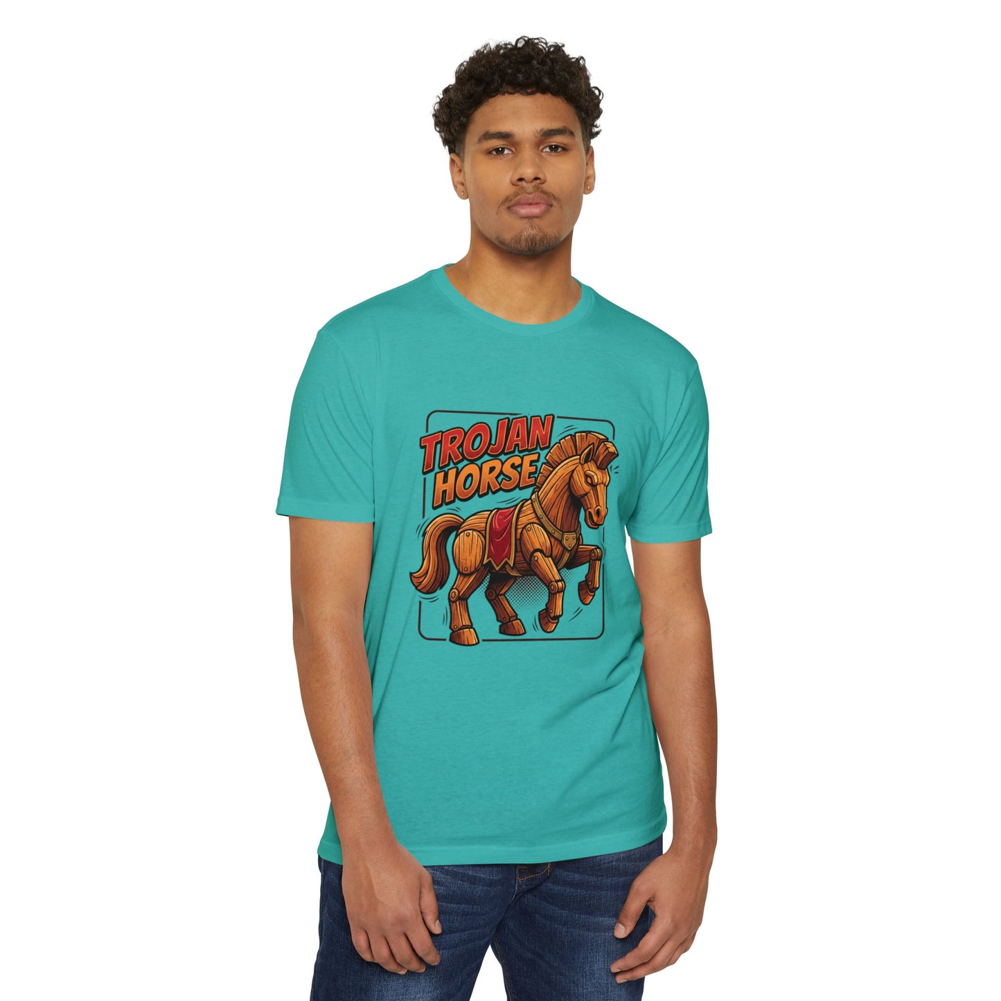 Trojan Horse Graphic Tee - Vintage Wooden Horse Illustration T-Shirt