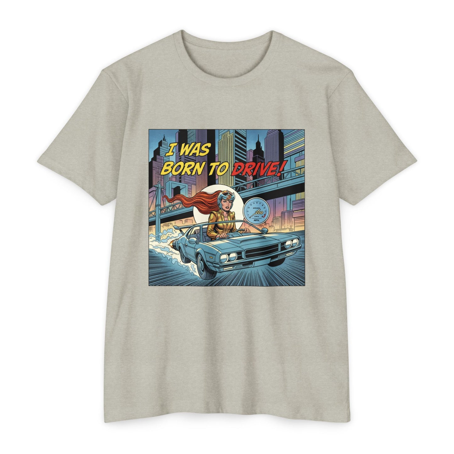 I Was Born to Drive Retro Comic Car T-Shirt