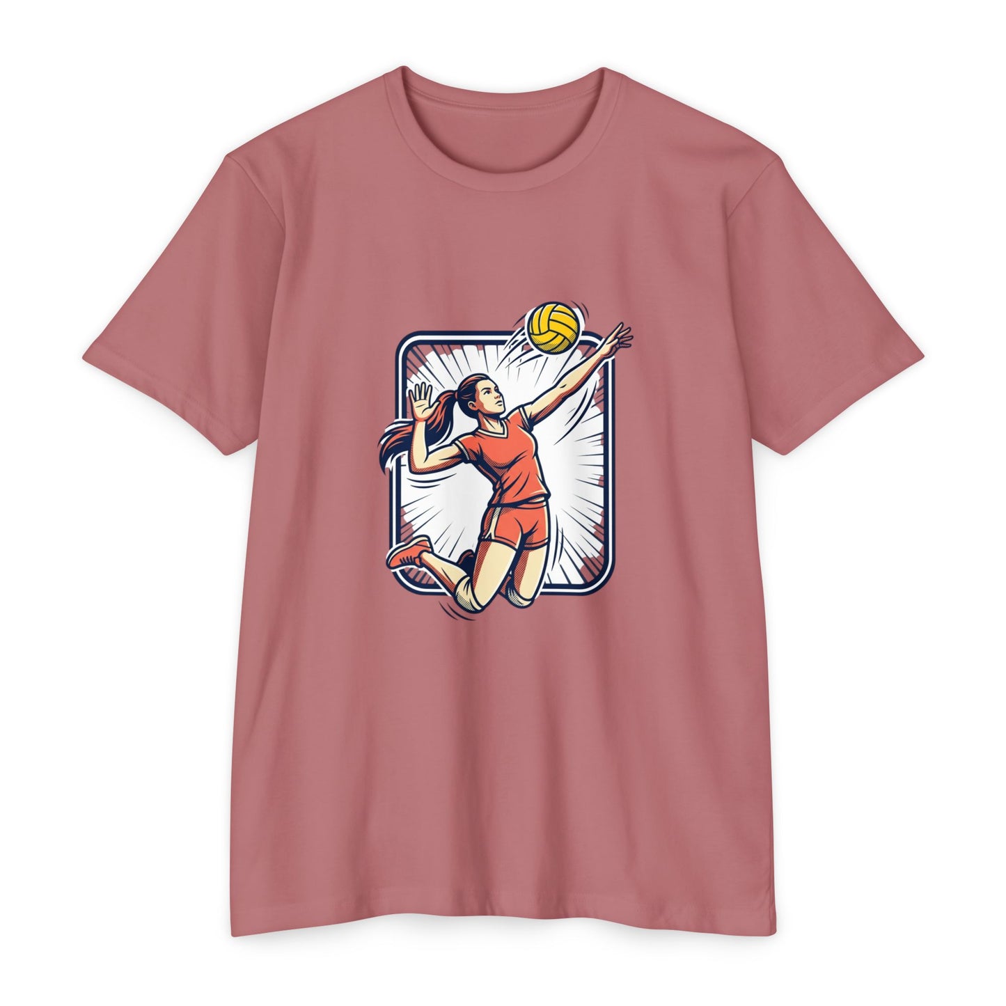 Volleyball Spike Graphic T-Shirt — Female Player Action Tee
