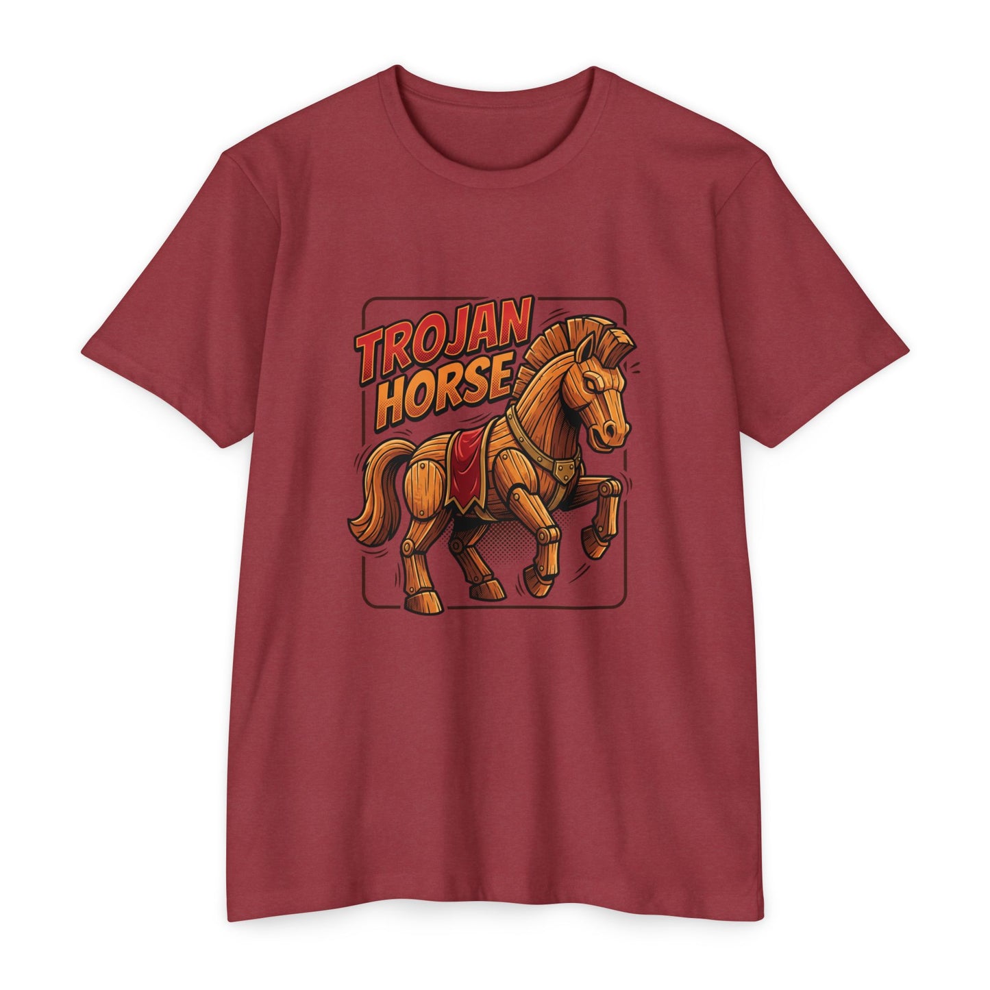 Trojan Horse Graphic Tee - Vintage Wooden Horse Illustration T-Shirt