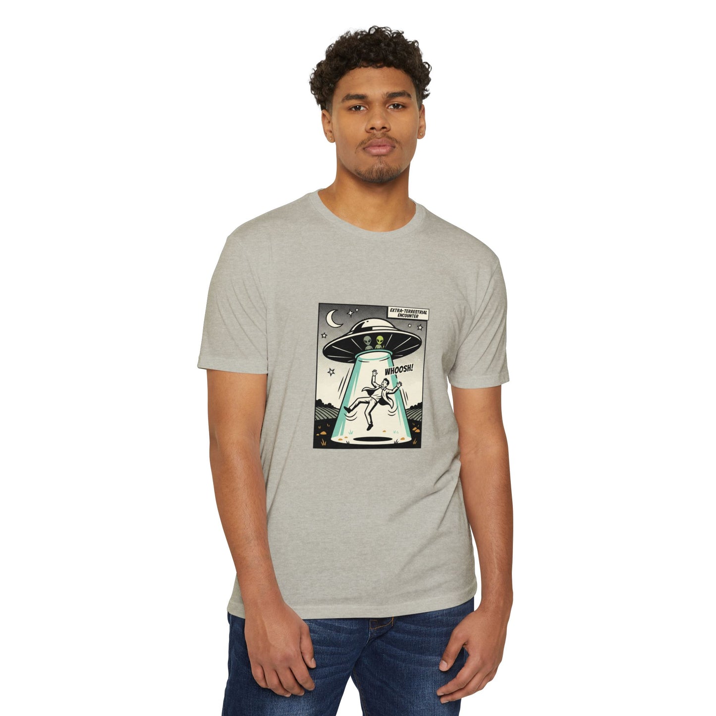 Alien Abduction Graphic Tee — Retro UFO Comic Design