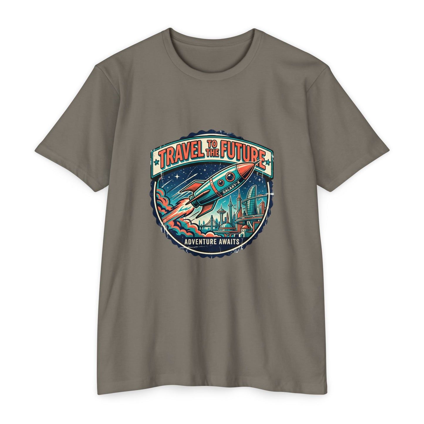 Travel the Future Rocket T-Shirt — Adventure Awaits Vintage Space Tee