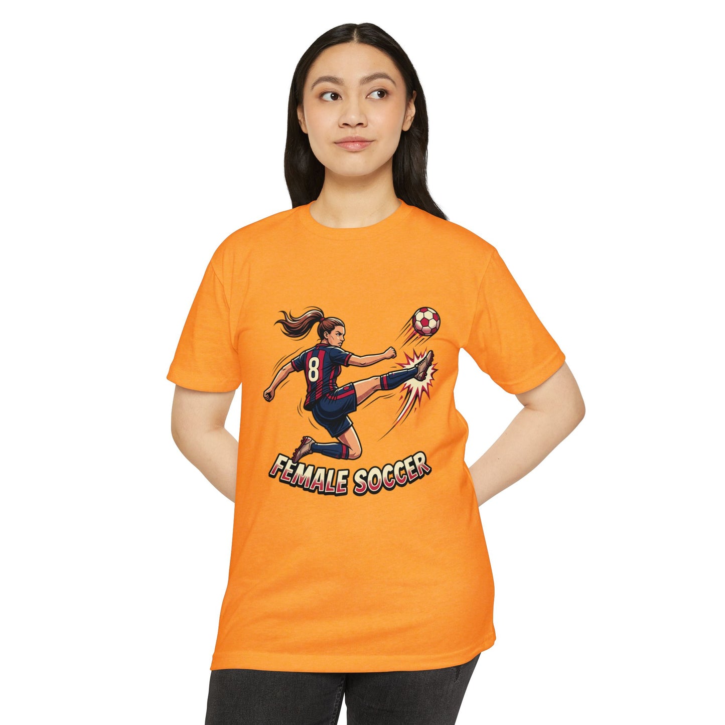 Female Soccer Player Graphic T-Shirt – Women’s Soccer Tee