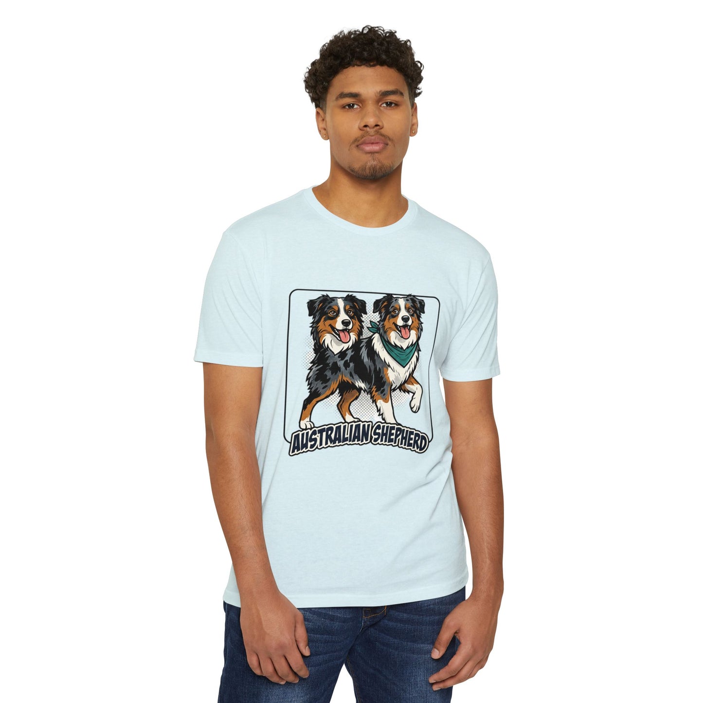 Australian Shepherd Graphic T‑Shirt — Playful Double Dog Illustration