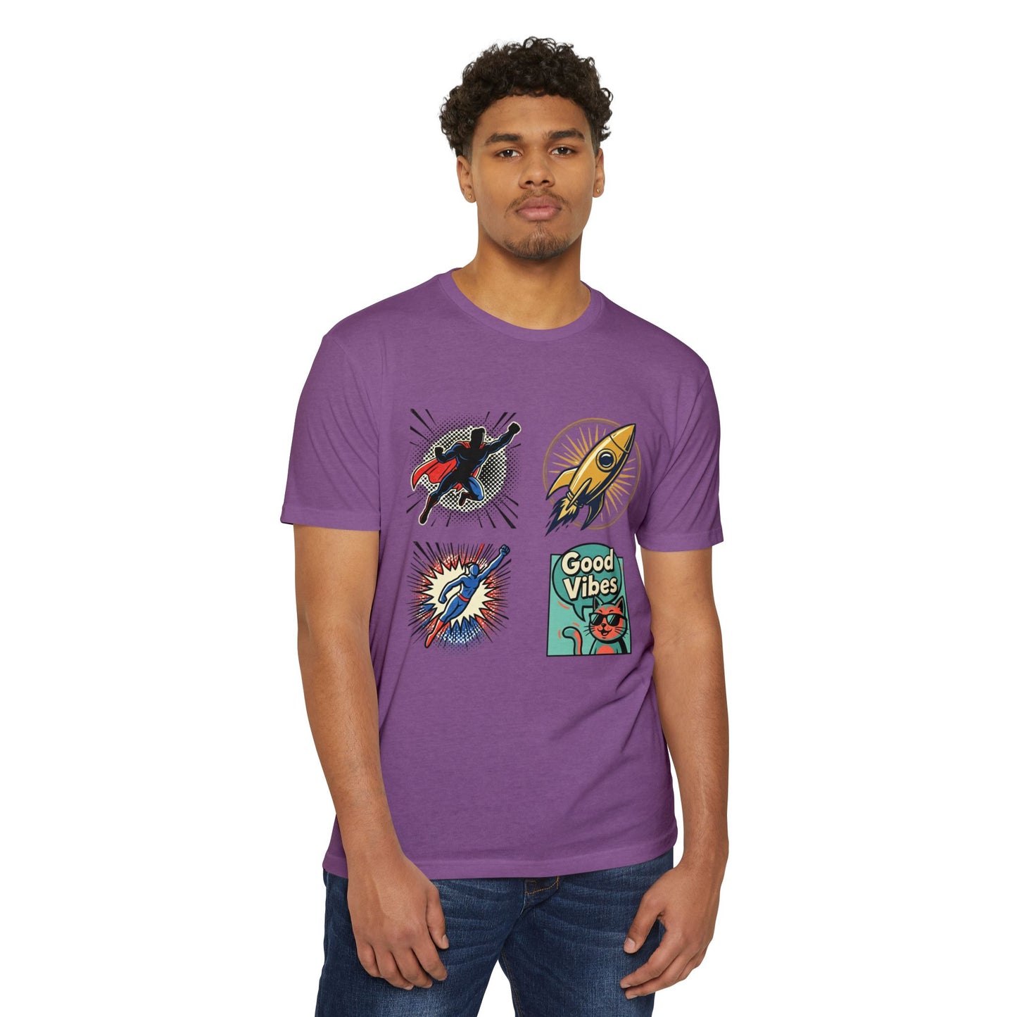 Good Vibes Rocket Retro Comic Patch T-Shirt