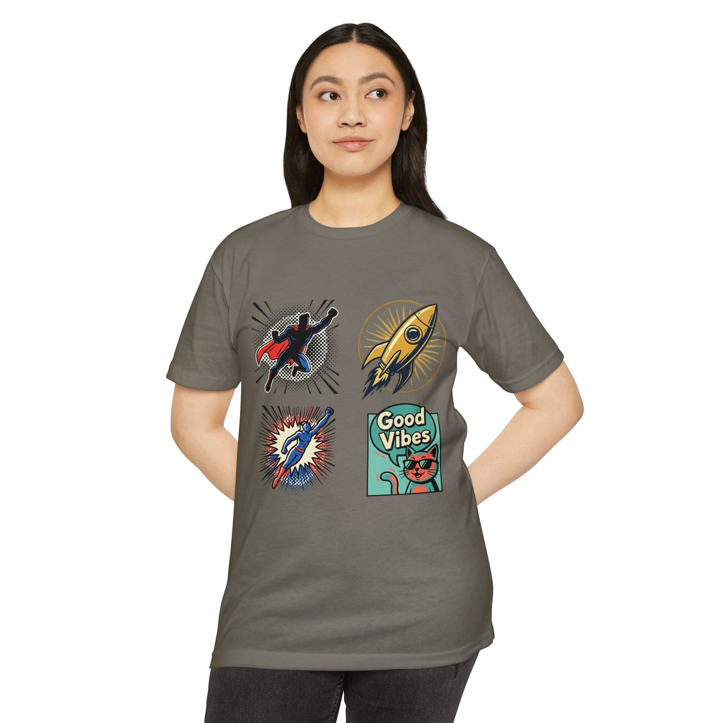 Good Vibes Rocket Retro Comic Patch T-Shirt