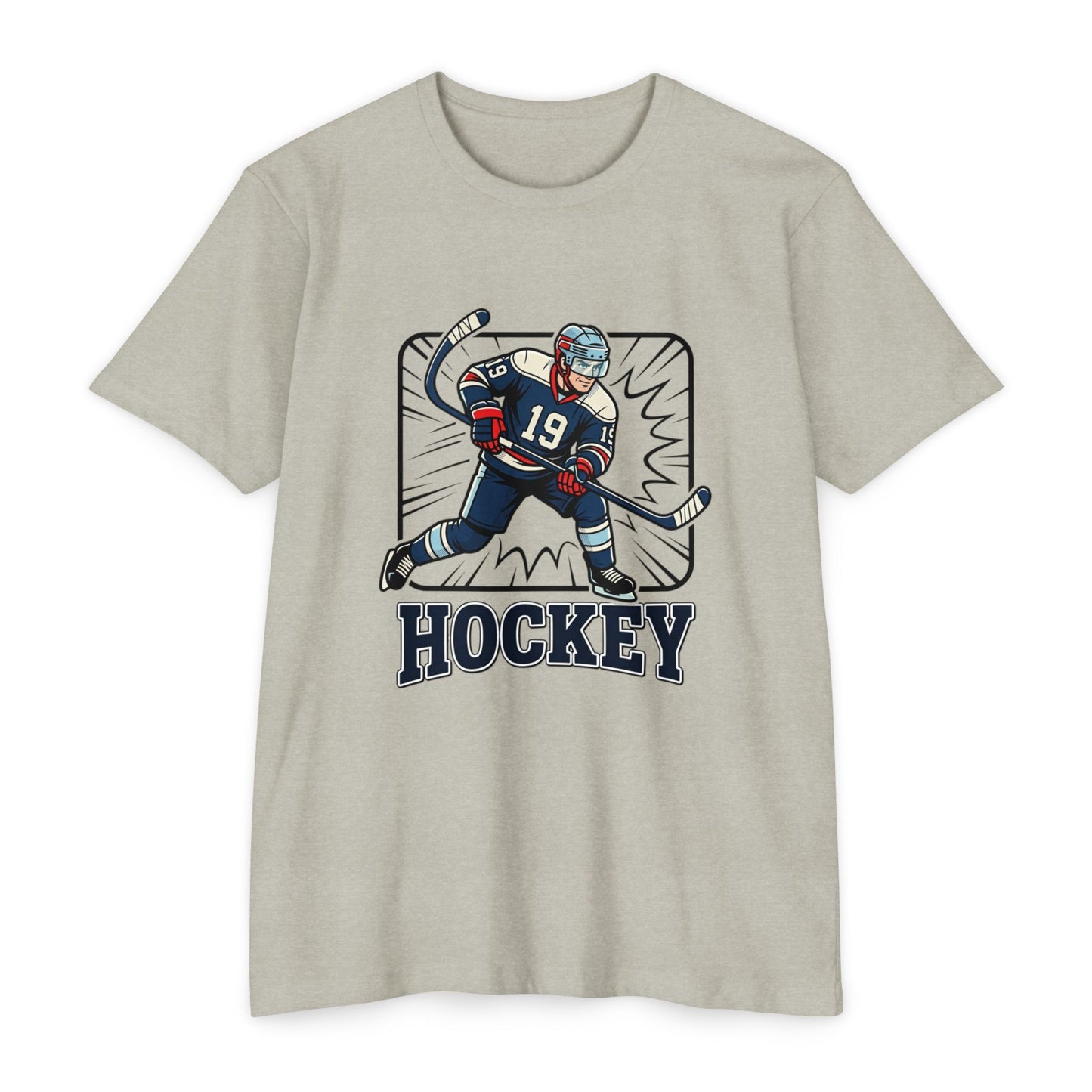 Hockey Player Graphic T-Shirt — Vintage Ice Hockey Jersey Tee