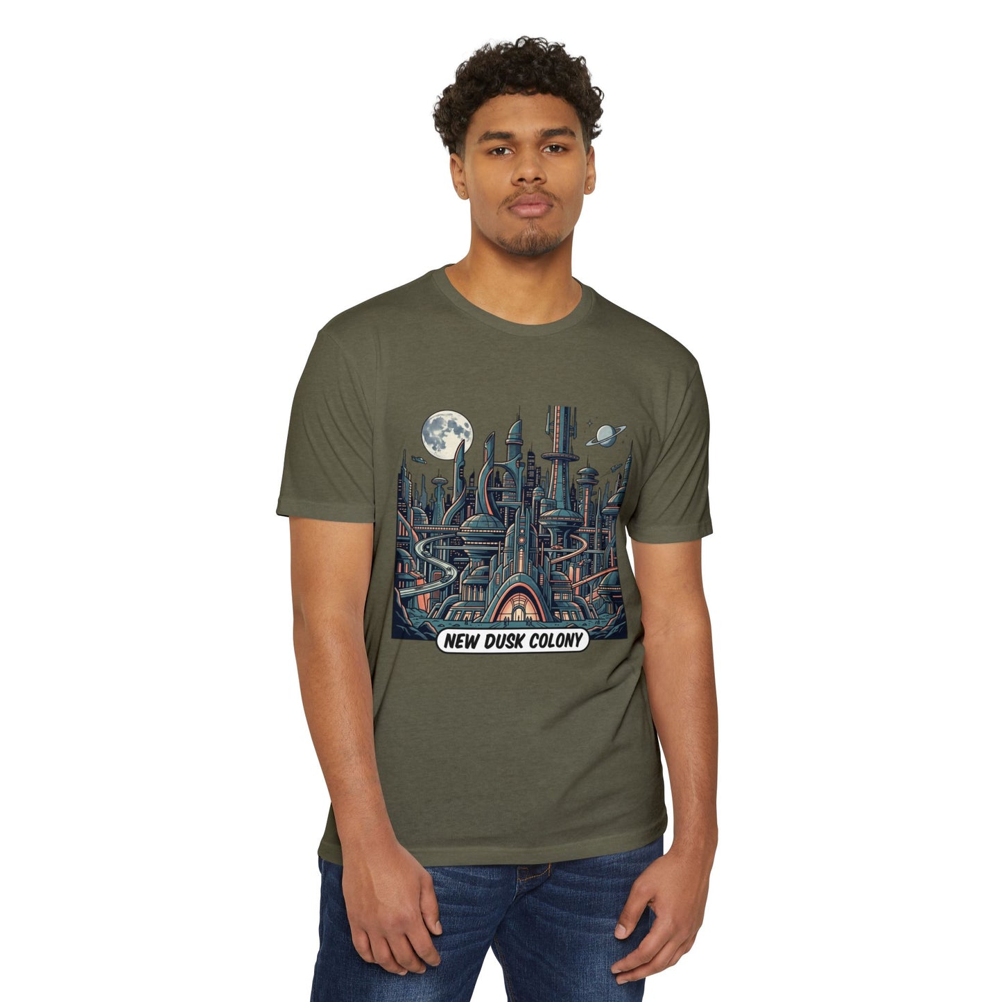 Retro Futuristic Cityscape T-Shirt — New Dusk Colony Tee