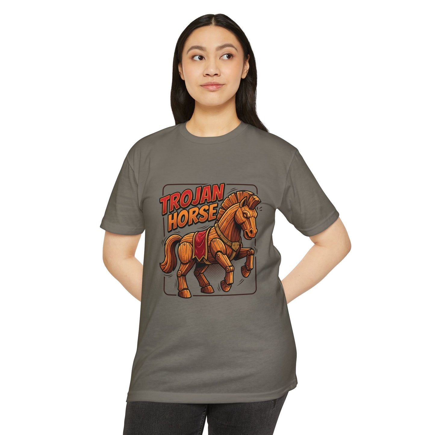 Trojan Horse Graphic Tee - Vintage Wooden Horse Illustration T-Shirt