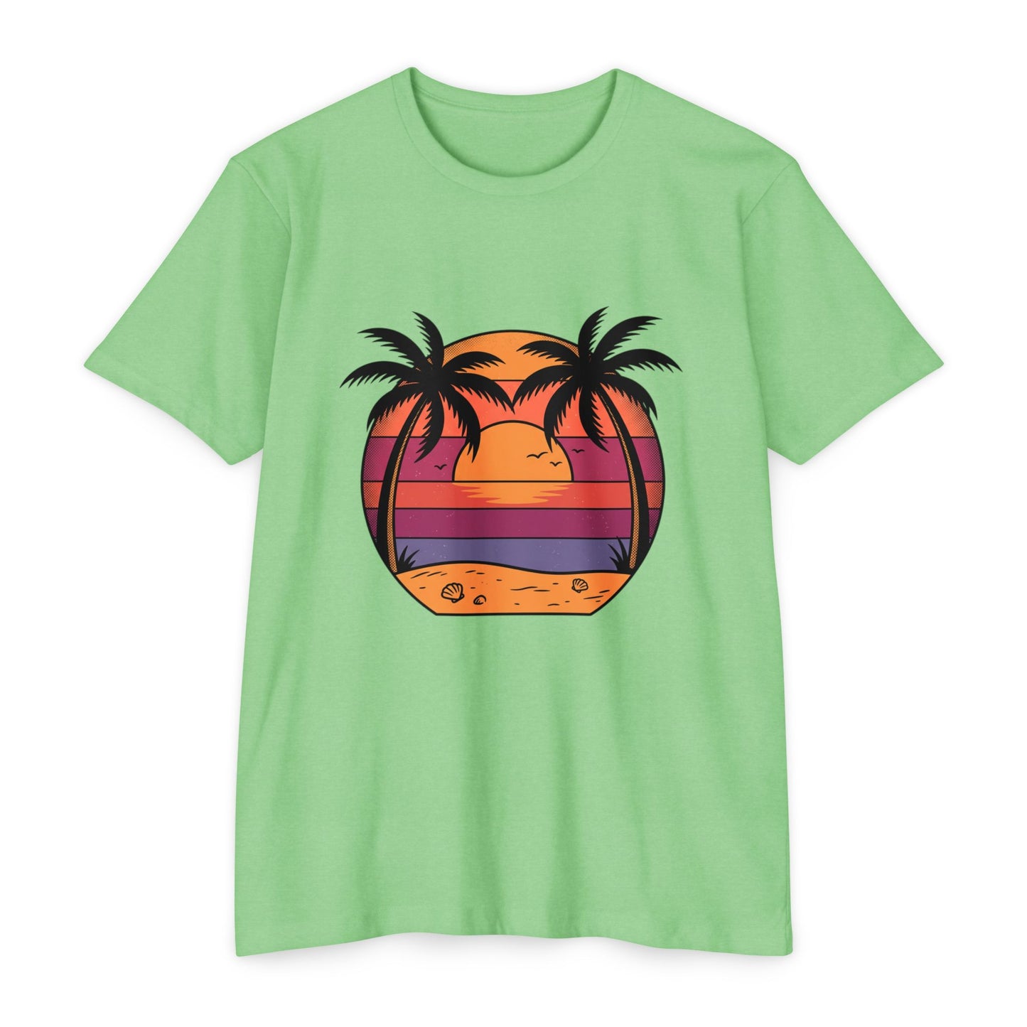 Sunset Palm Beach T-Shirt — Retro Tropical Sunset Graphic