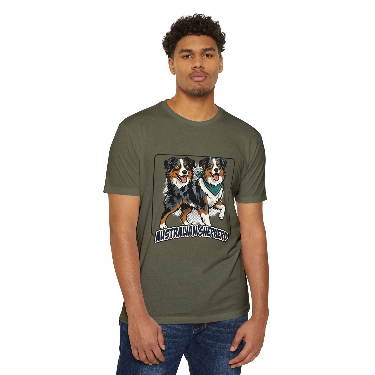 Australian Shepherd Graphic T‑Shirt — Playful Double Dog Illustration