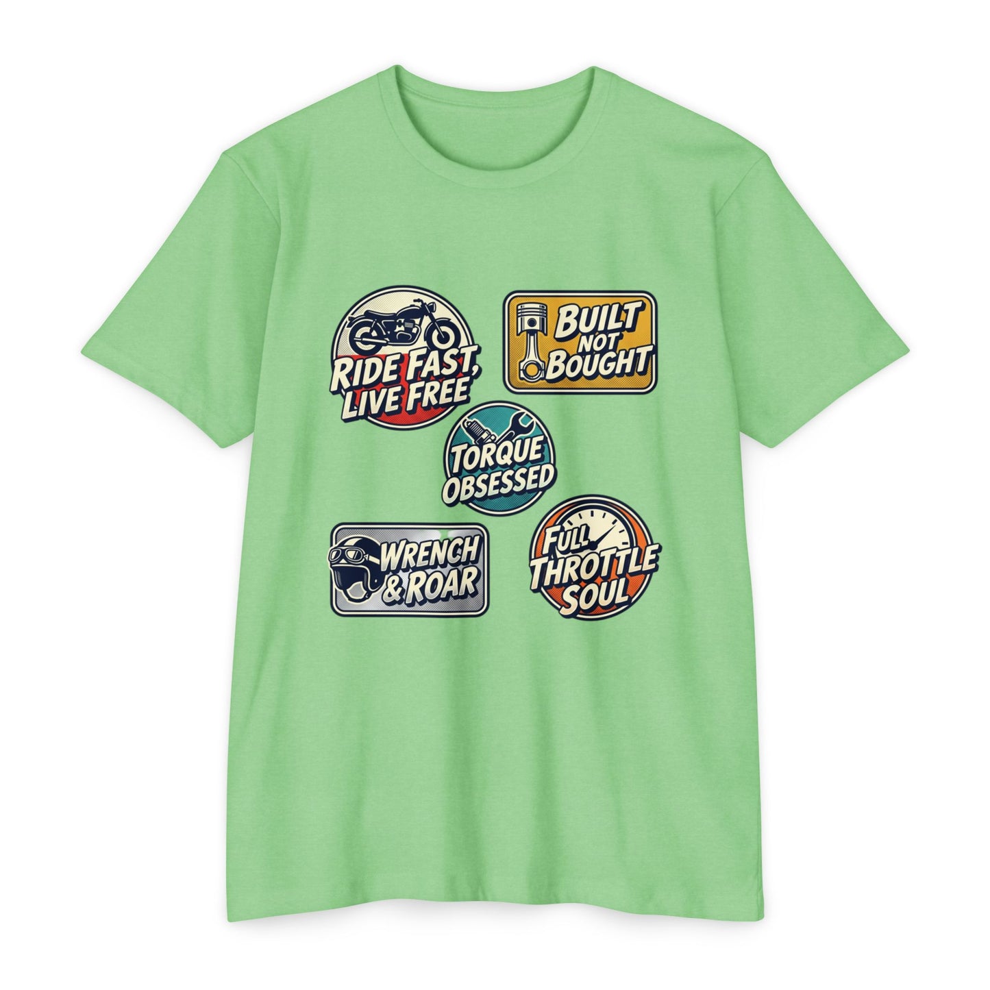 Built Not Bought Vintage Motorcycle Badge T-Shirt
