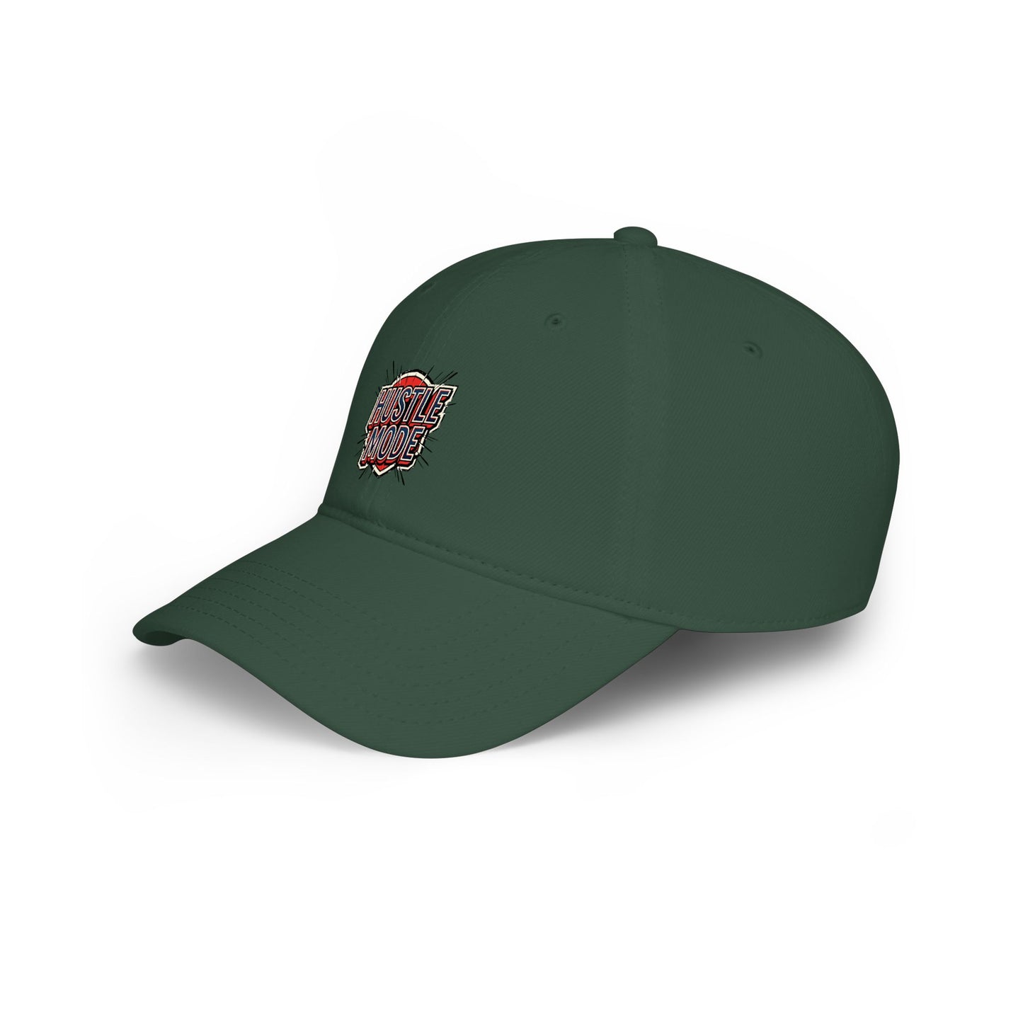 Hustle Mode Embroidered Baseball Cap — Low Profile Red Hat