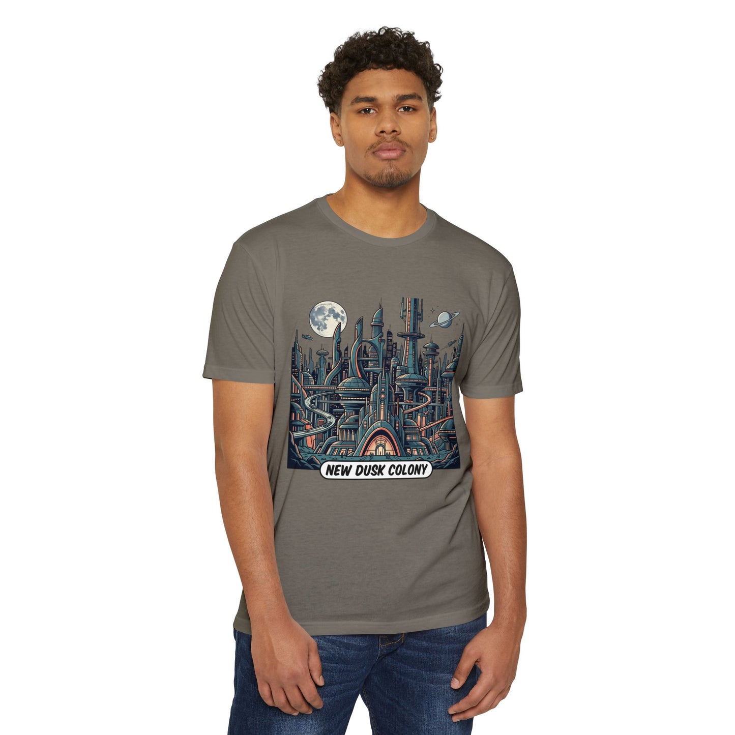 Retro Futuristic Cityscape T-Shirt — New Dusk Colony Tee