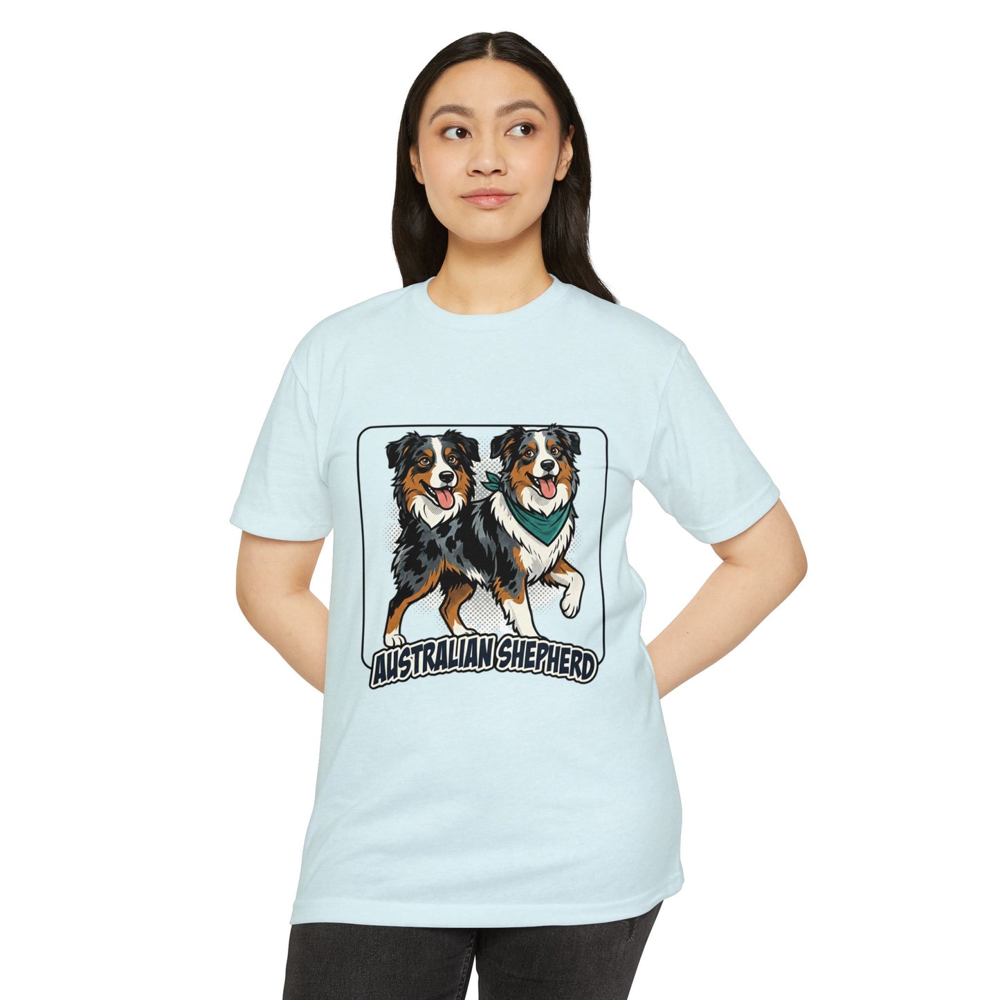 Australian Shepherd Graphic T‑Shirt — Playful Double Dog Illustration