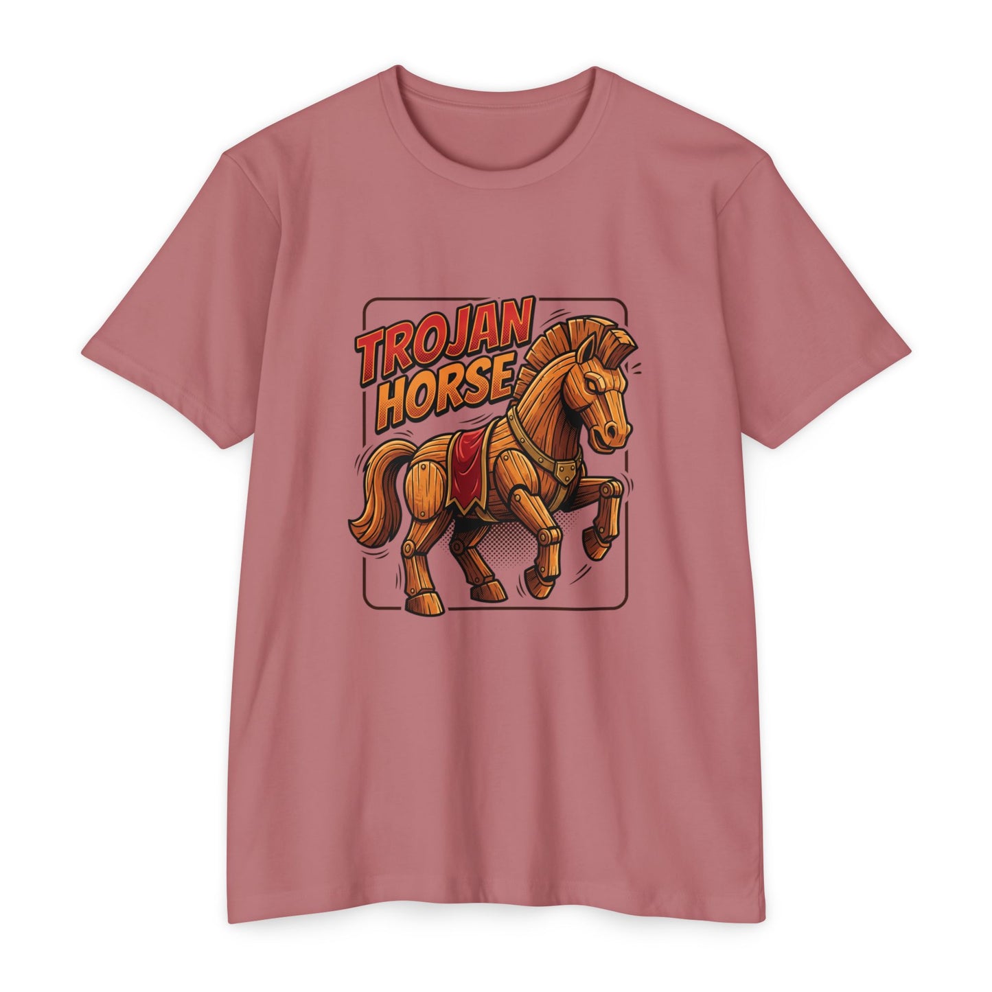 Trojan Horse Graphic Tee - Vintage Wooden Horse Illustration T-Shirt