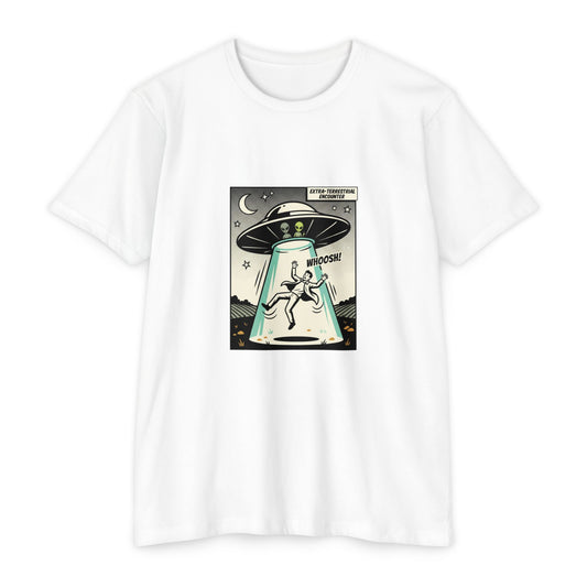 Alien Abduction Graphic Tee — Retro UFO Comic Design